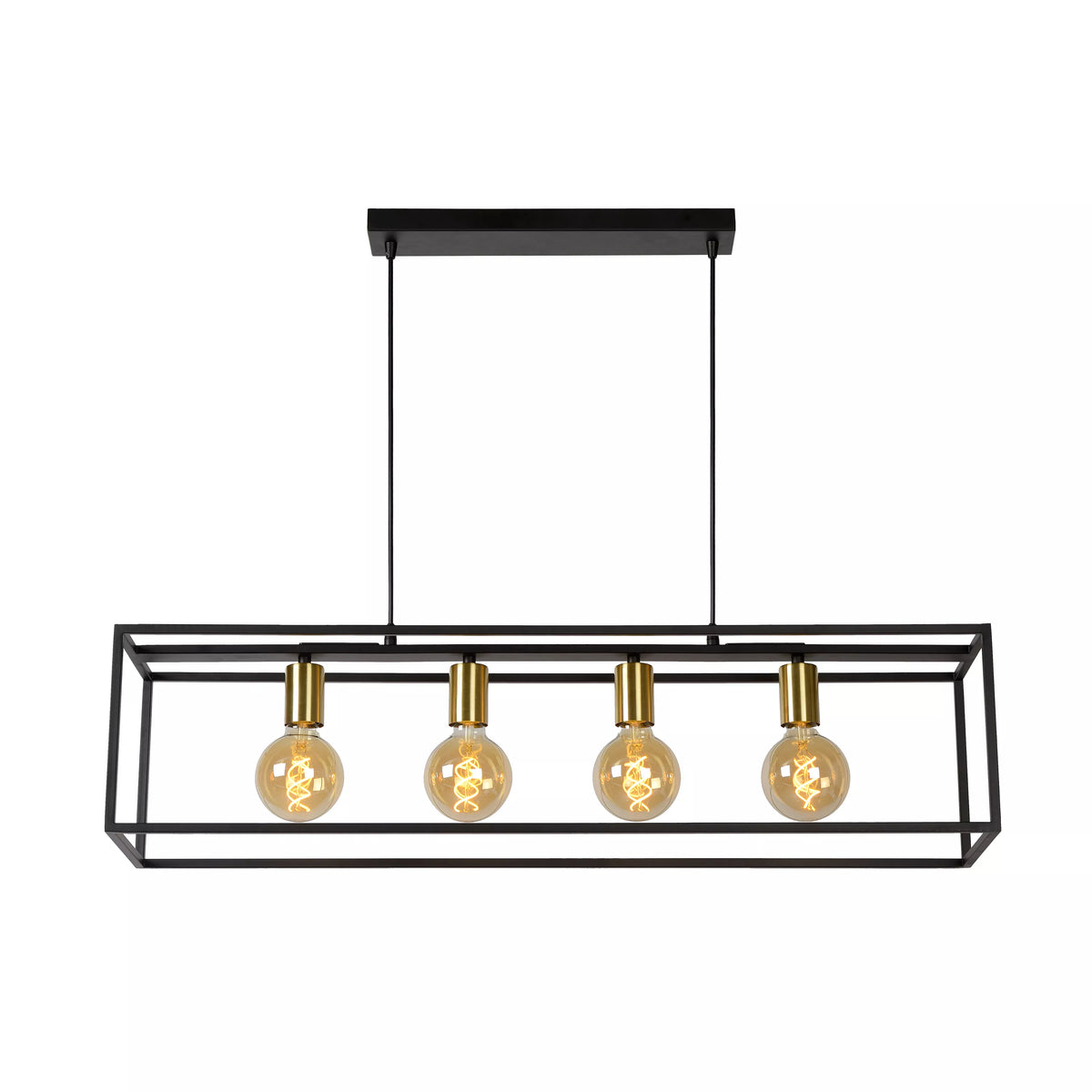 RUBEN - Pendant light - 4xE27 - Black - LUCIDE