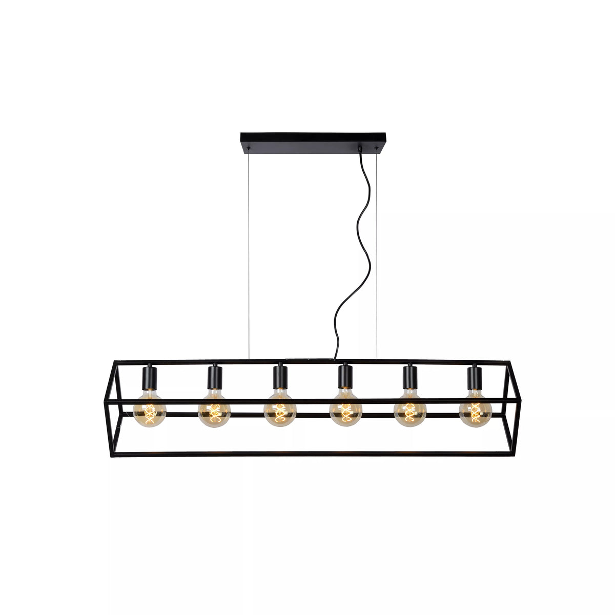 FABIAN - Pendant light - 6xE27 - Black - LUCIDE