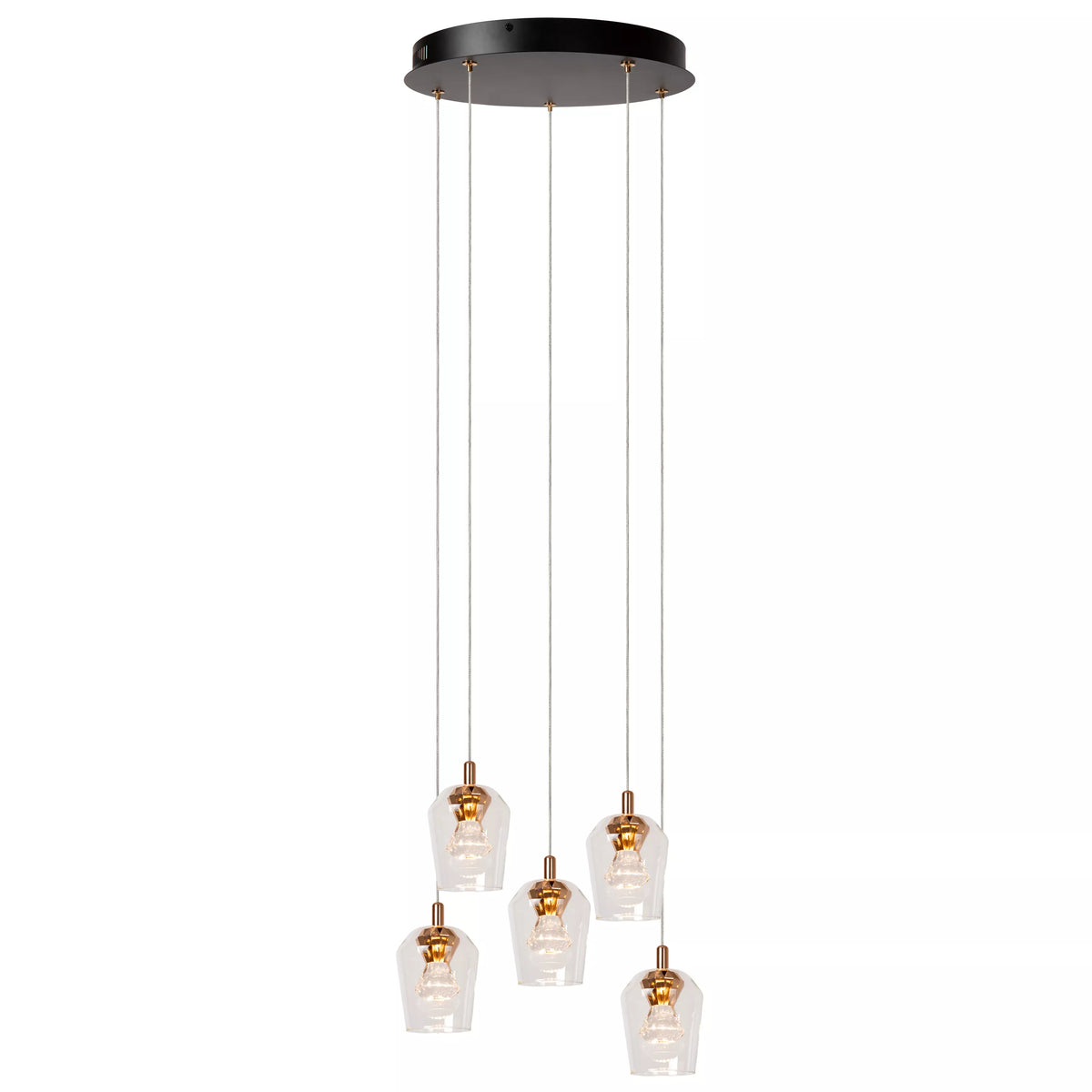 BERLIANE - Pendant light - Ø 34 cm - LED Dim. - 5x4W 2700K - With replaceable LED module - Transparant - Essential - LUCIDE
