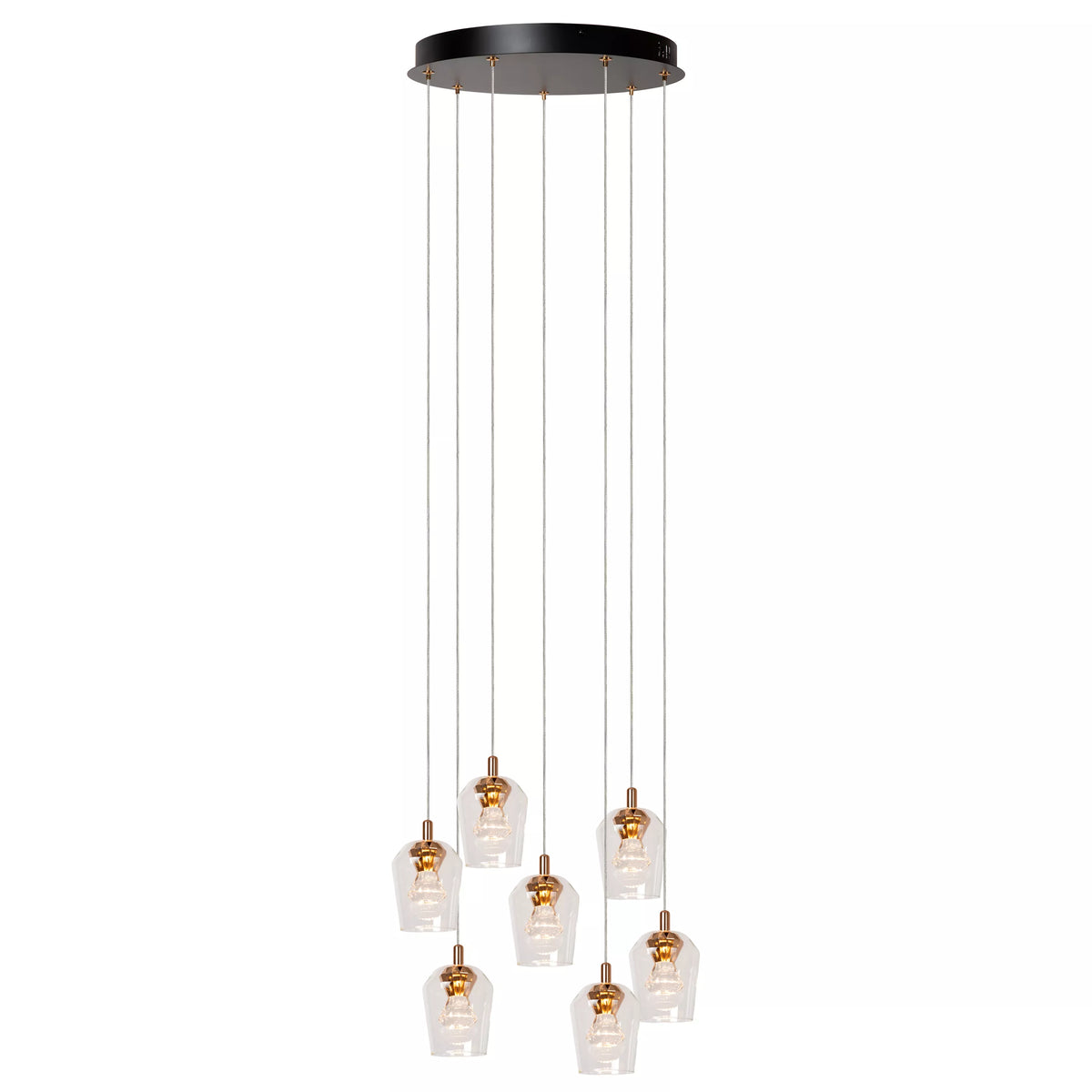 BERLIANE - Pendant light - Ø 39 cm - LED Dim. - 7x4W 2700K - With replaceable LED module - Transparant - Essential - LUCIDE