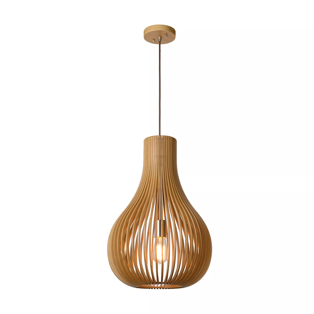 BODO - Pendant light - Ø 38 cm - 1xE27 - Light Wood Look - LUCIDE