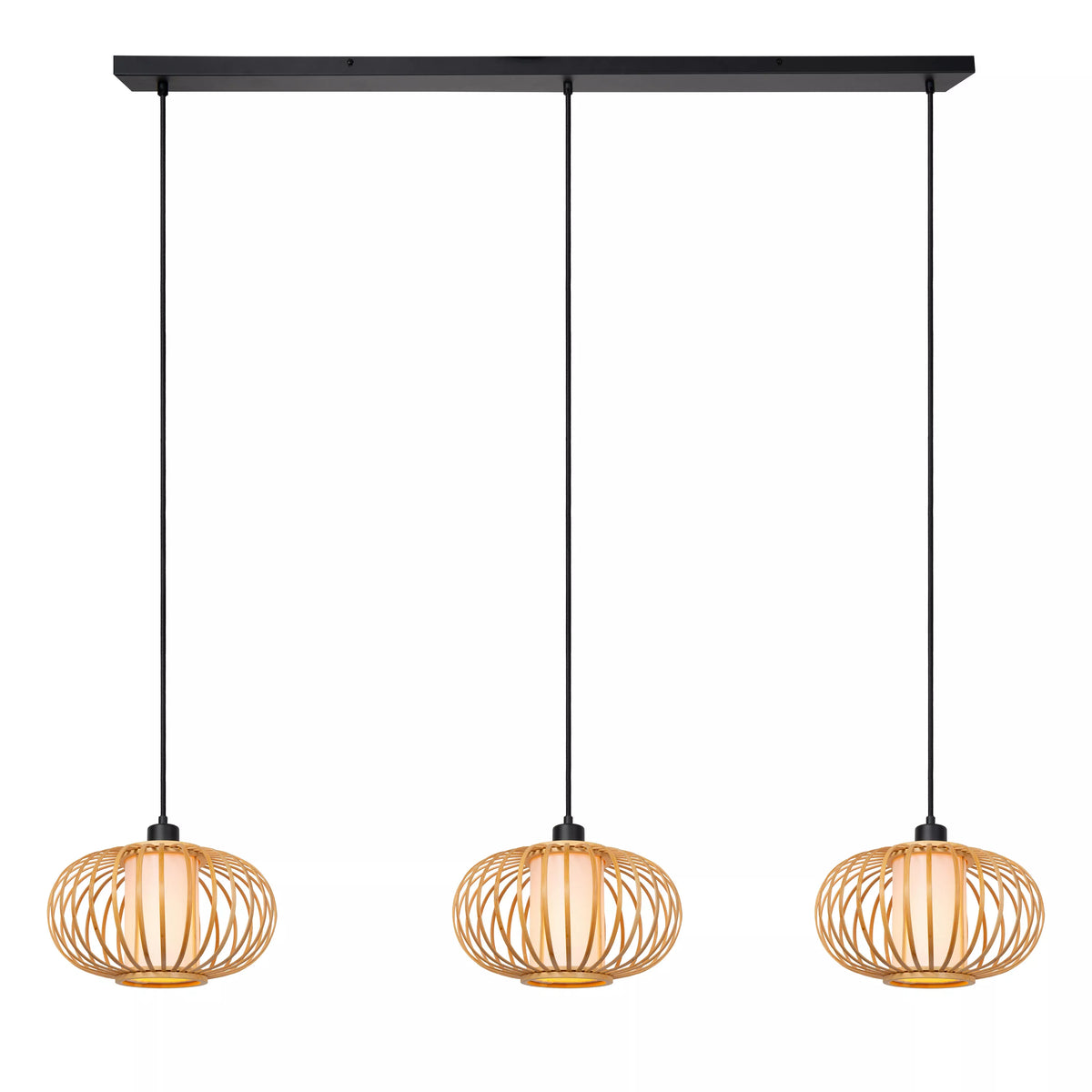 THULINE - Pendant light - 3xE27 - Light Wood Look - Essential - LUCIDE