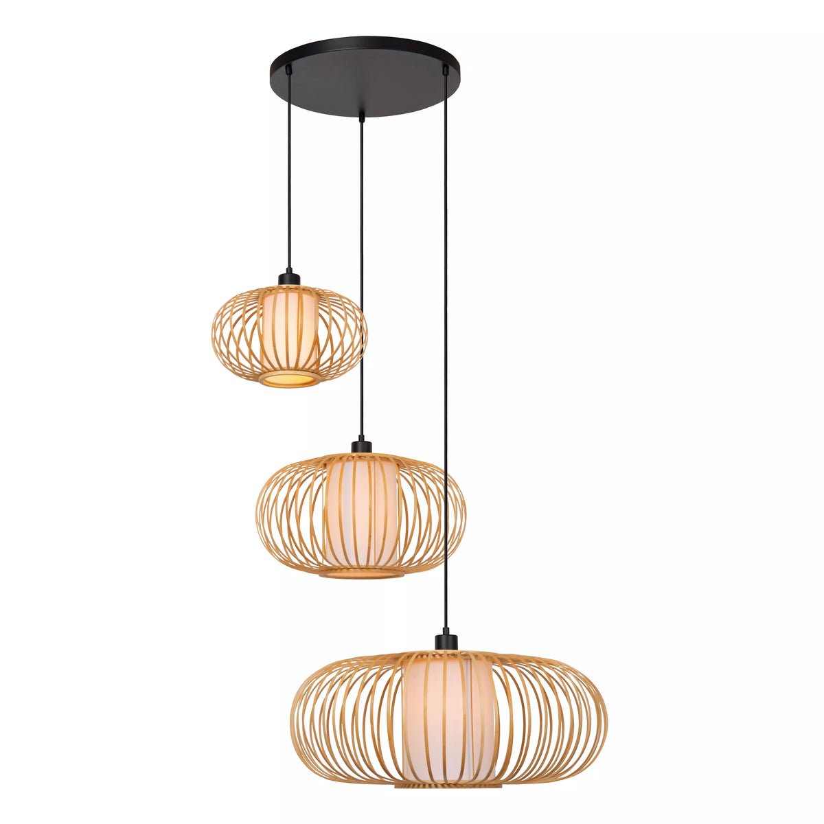 THULINE - Pendant light - 3xE27 - Light Wood Look - Essential - LUCIDE