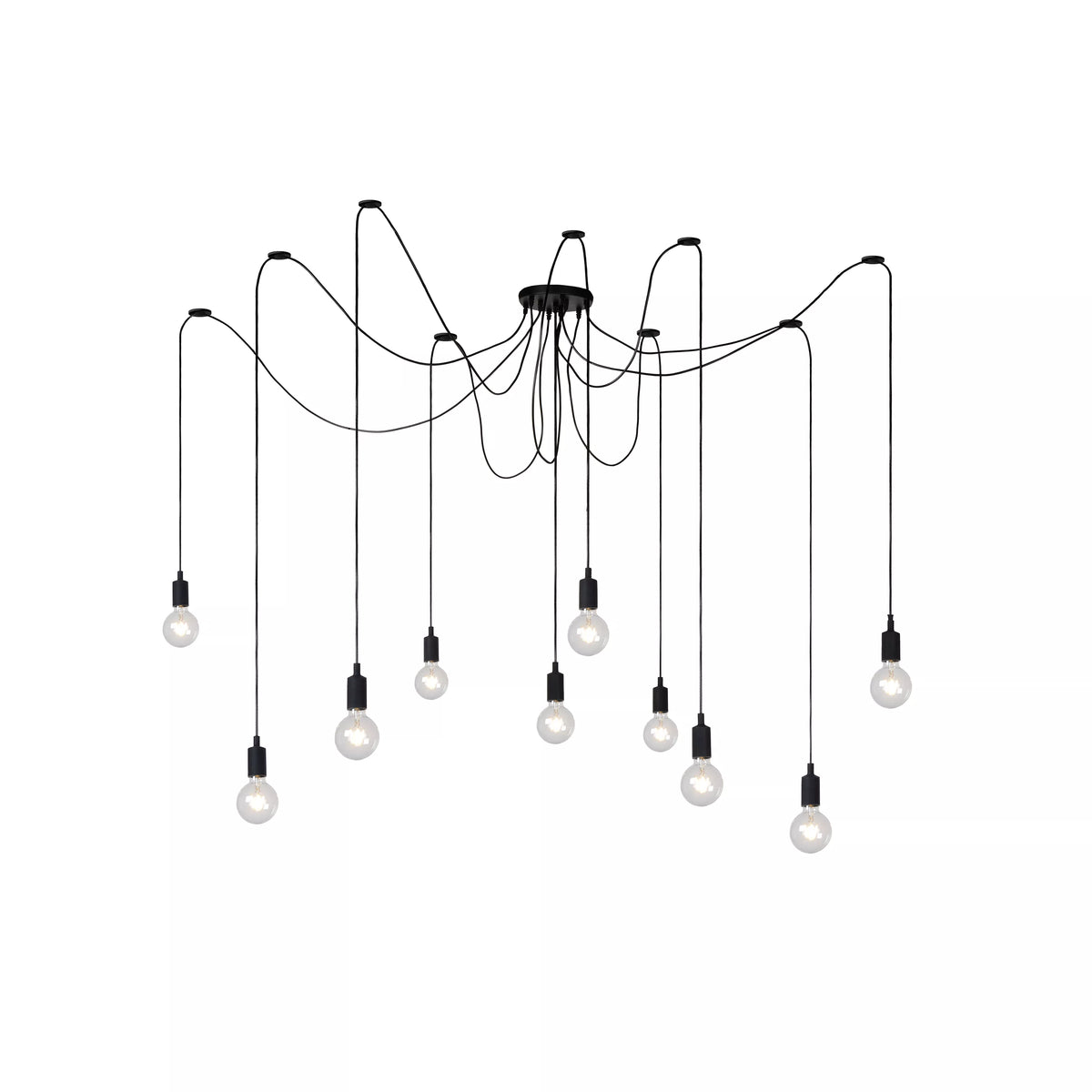 FIX - Pendant light - 10xE27 - Suitable for double-height spaces and high ceiling - Black - LUCIDE