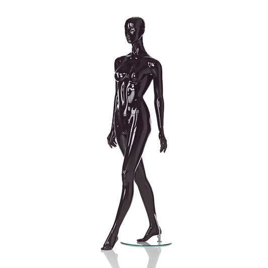 Abstract mannequin for women’s fashion, with a Black high-gloss surface. Walking - Hindsgaul