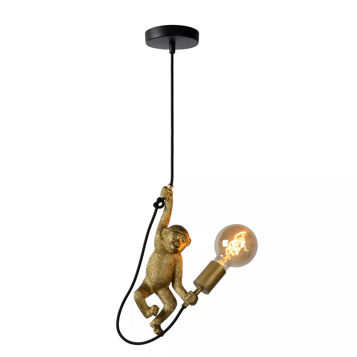 EXTRAVAGANZA CHIMP - Pendant light - Ø 17,6 cm - 1xE27 - Black - LUCIDE