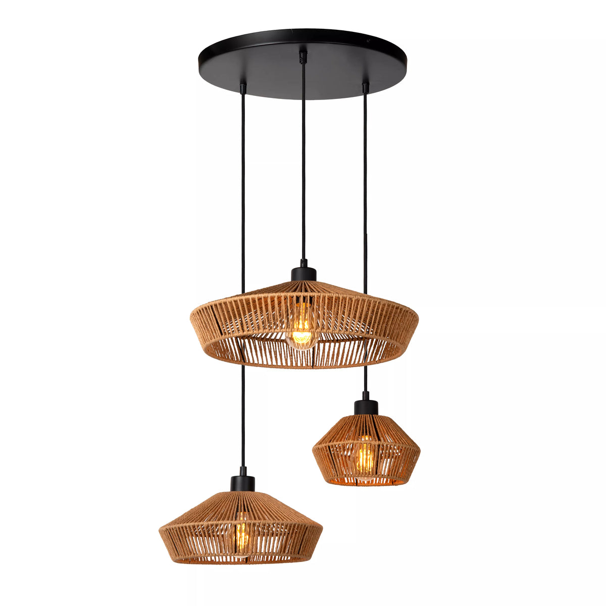 YUNKAI - Pendant light - Ø 60 cm - 3xE27 - Natural - LUCIDE