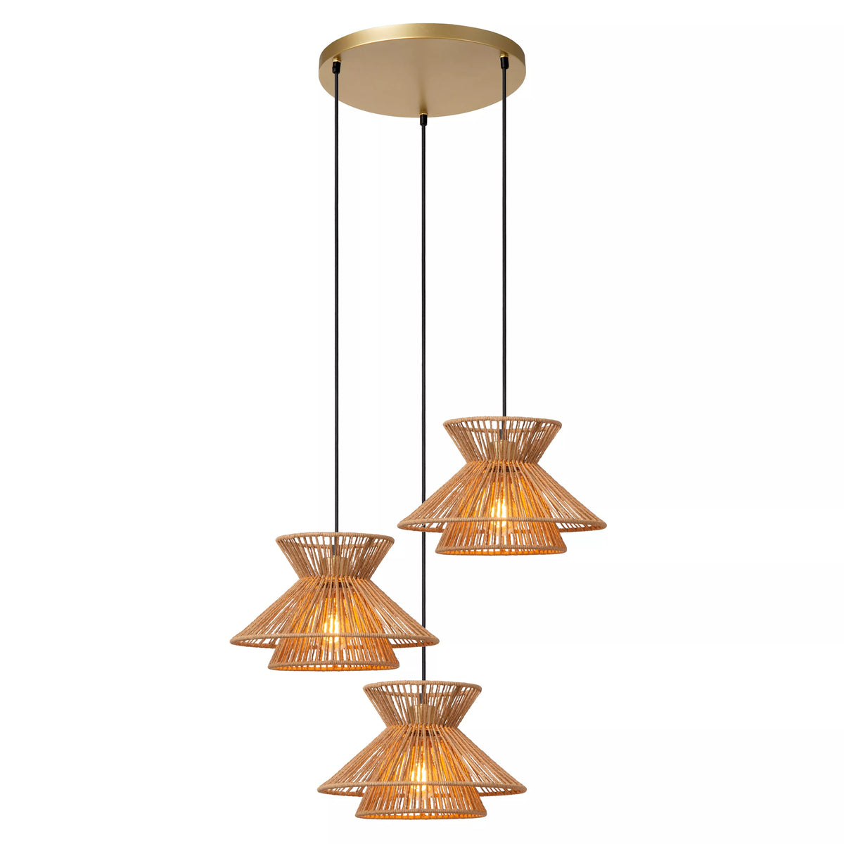 TASMAN - Pendant light - 3xE27 - Natural - LUCIDE