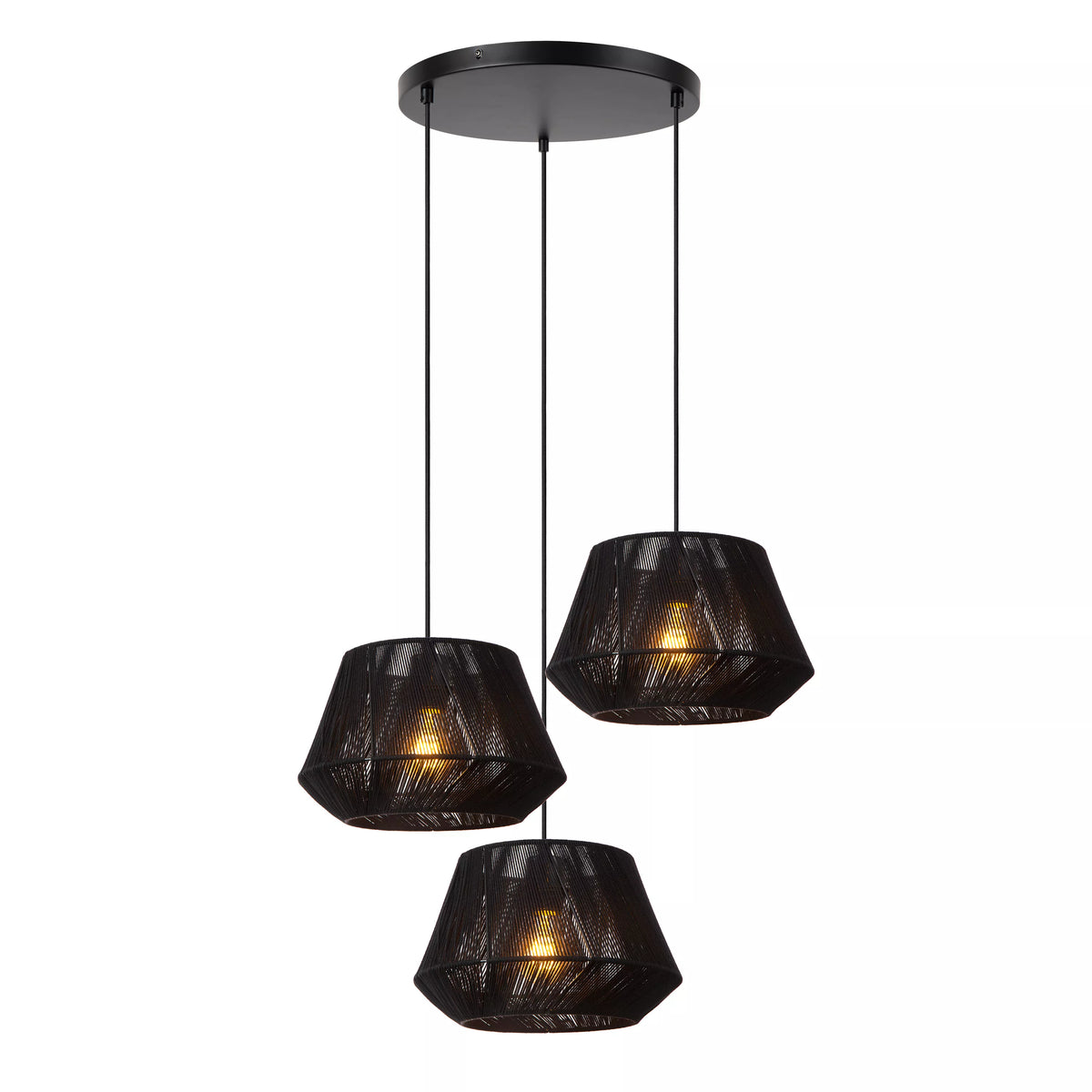 JESSICA - Pendant light - Ø 35,5 cm - 3xE27 - Black - LUCIDE