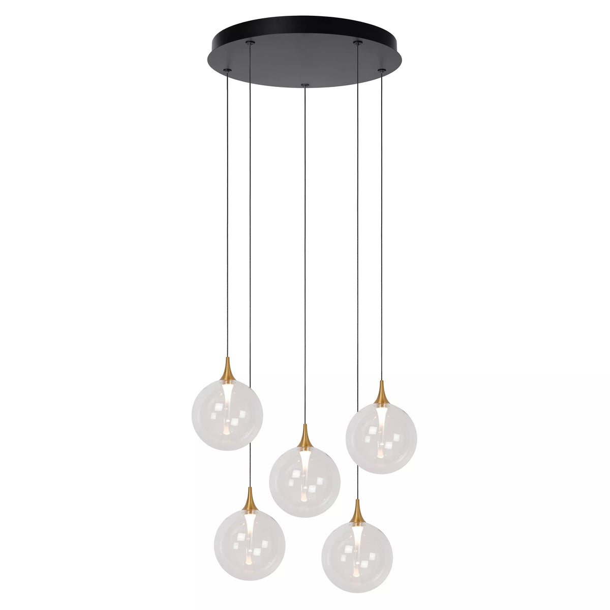 GISELA - Pendant light - Ø 48 cm - LED Dim. - 5x3,8W 2700K - Transparant - Premium - LUCIDE