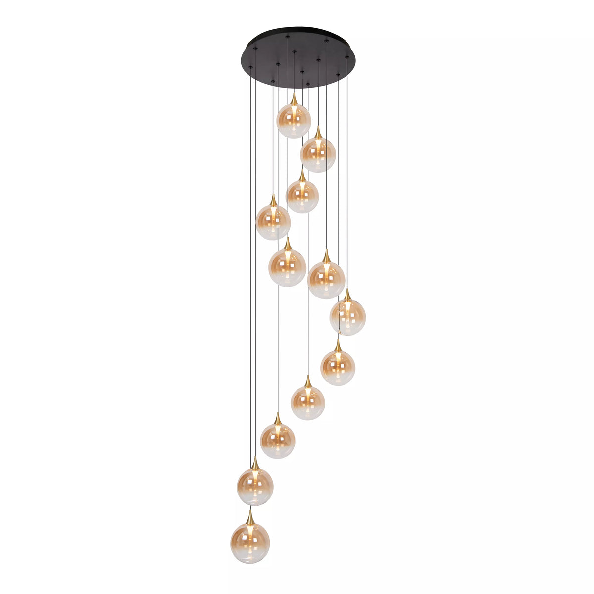 GISELA - Pendant light - Ø 61 cm - LED Dim. - 12x3,5W 2700K - Suitable for double-height spaces and high ceiling - Amber - Premium - LUCIDE