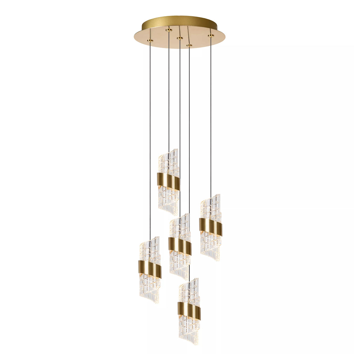 KLIGANDE - Pendant light - Ø 30 cm - LED Dim. - 5x8W 2700K - Matt Gold / Brass - LUCIDE