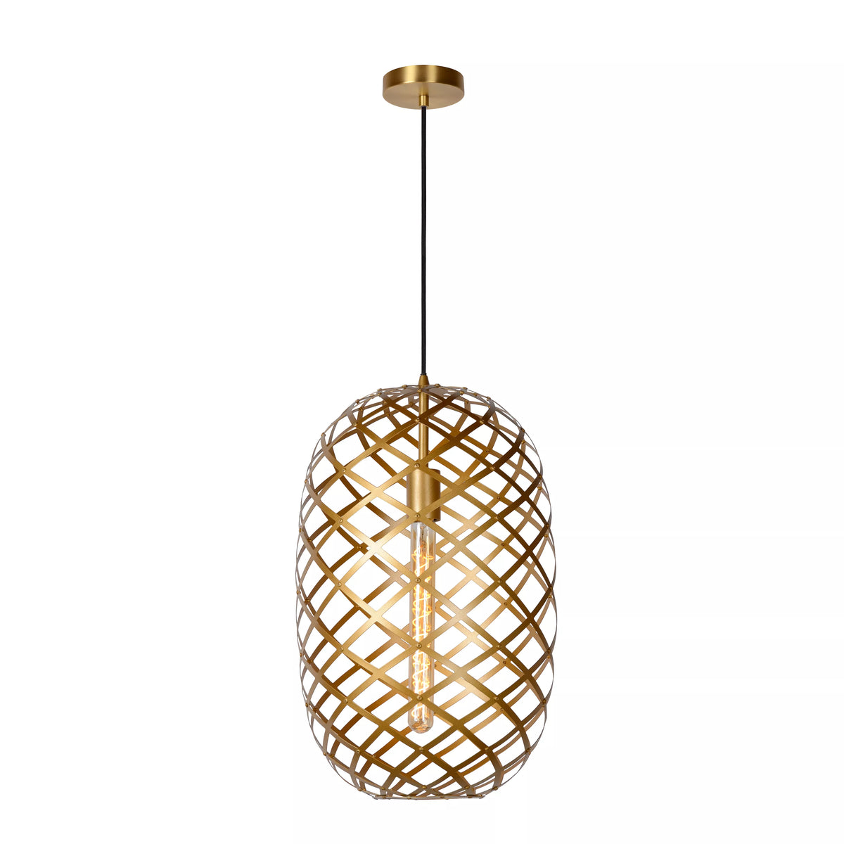 WOLFRAM - Pendant light - Ø 32 cm - 1xE27 - Matt Gold / Brass - LUCIDE