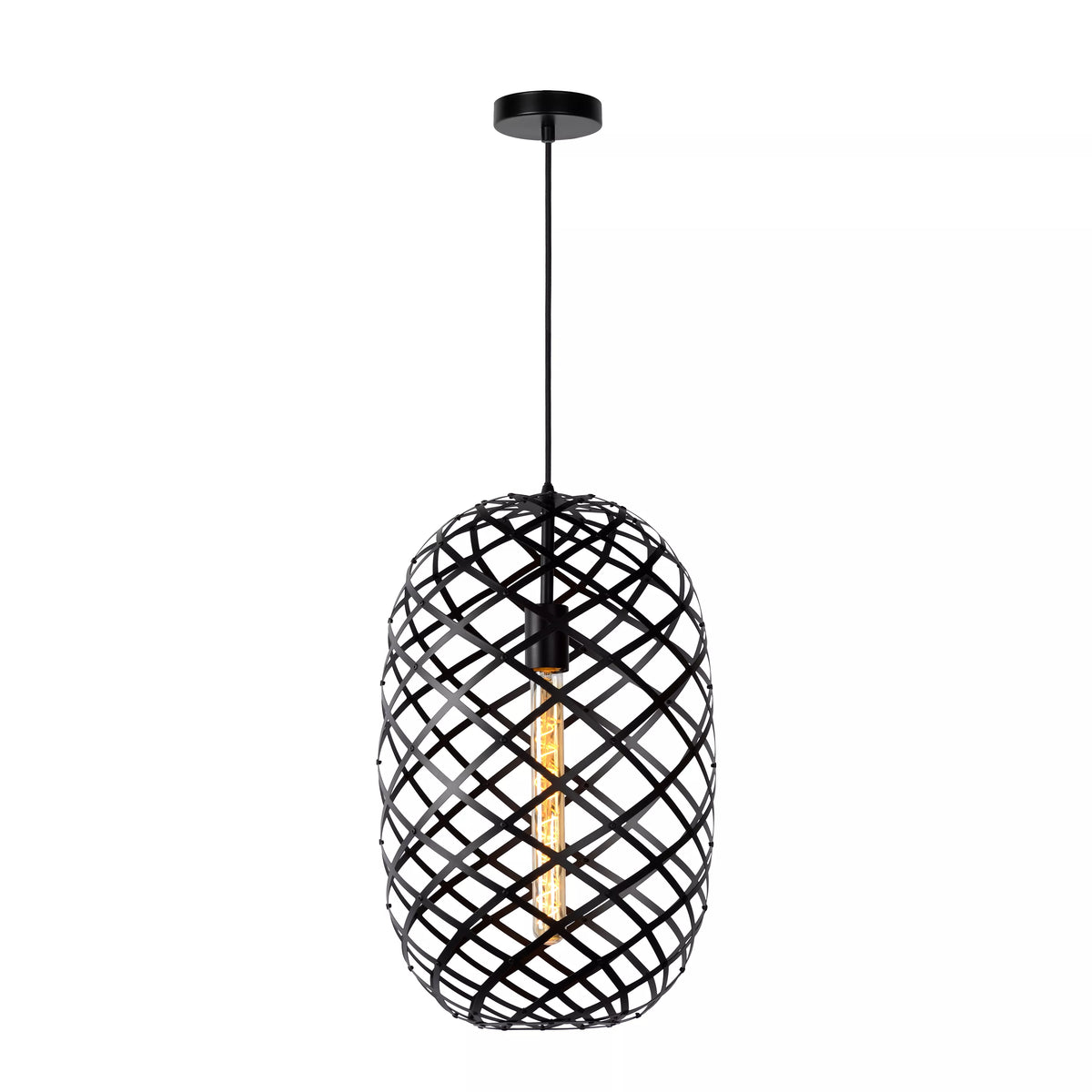 WOLFRAM - Pendant light - Ø 32 cm - 1xE27 - Black - LUCIDE