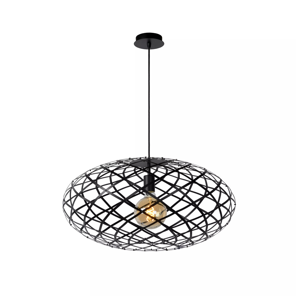 WOLFRAM - Pendant light - Ø 65 cm - 1xE27 - Black - LUCIDE