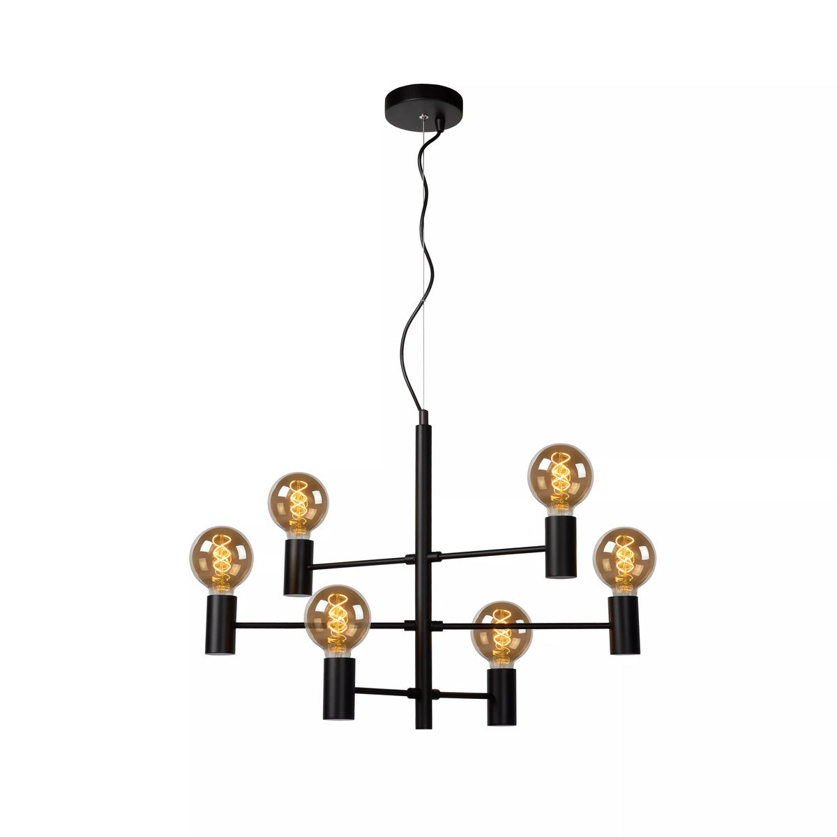 LEANNE - Pendant light - 6xE27 - Black - LUCIDE