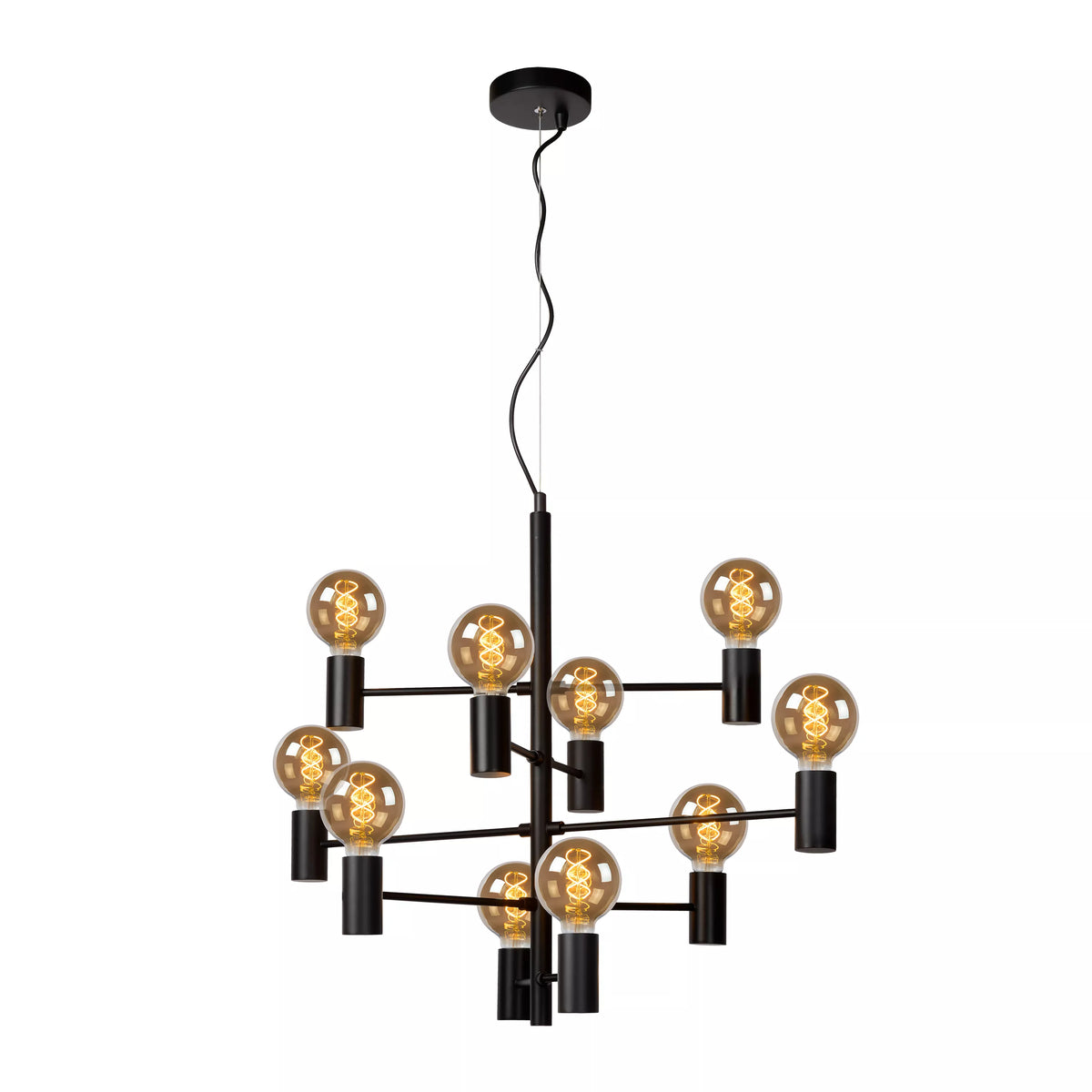 LEANNE - Pendant light - Ø 65 cm - 10xE27 - Black - LUCIDE