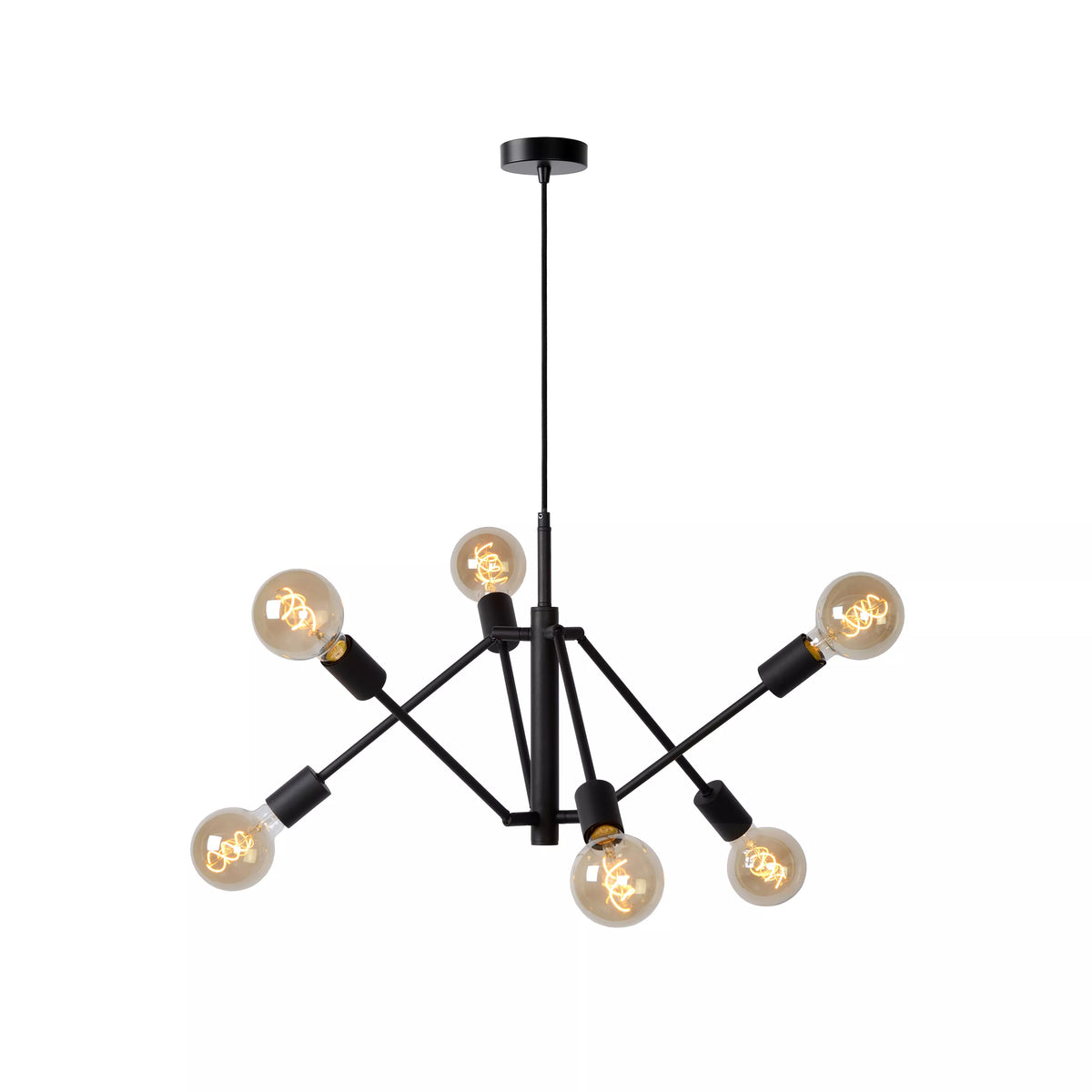 LESTER - Pendant light - 6xE27 - Black - LUCIDE