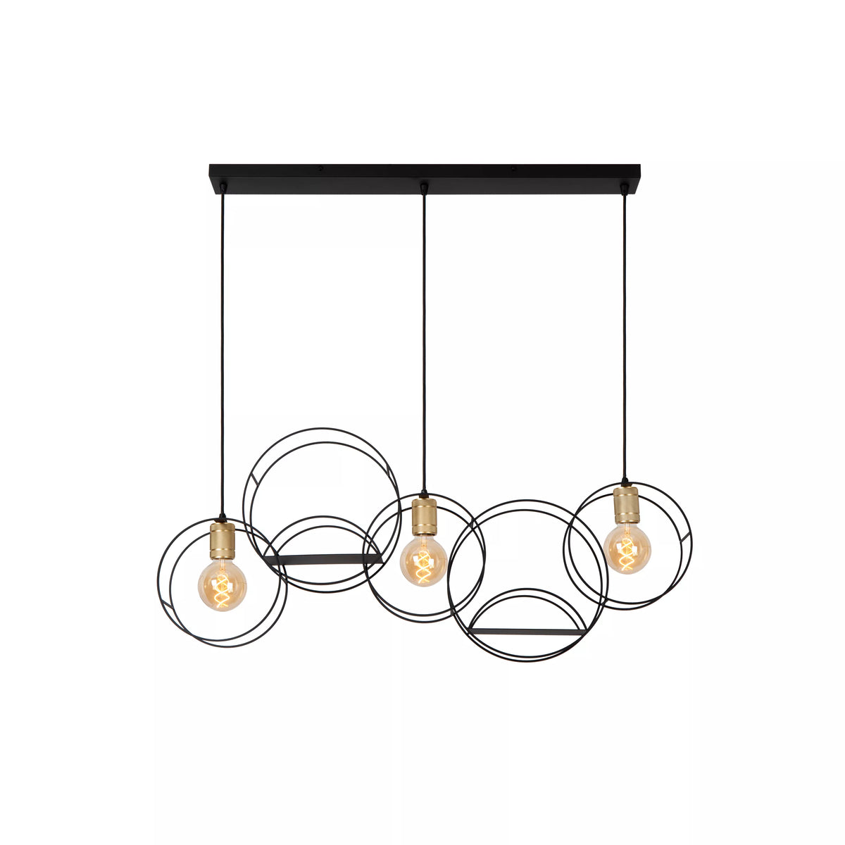 CIRCLE - Pendant light - 3xE27 - Black - LUCIDE