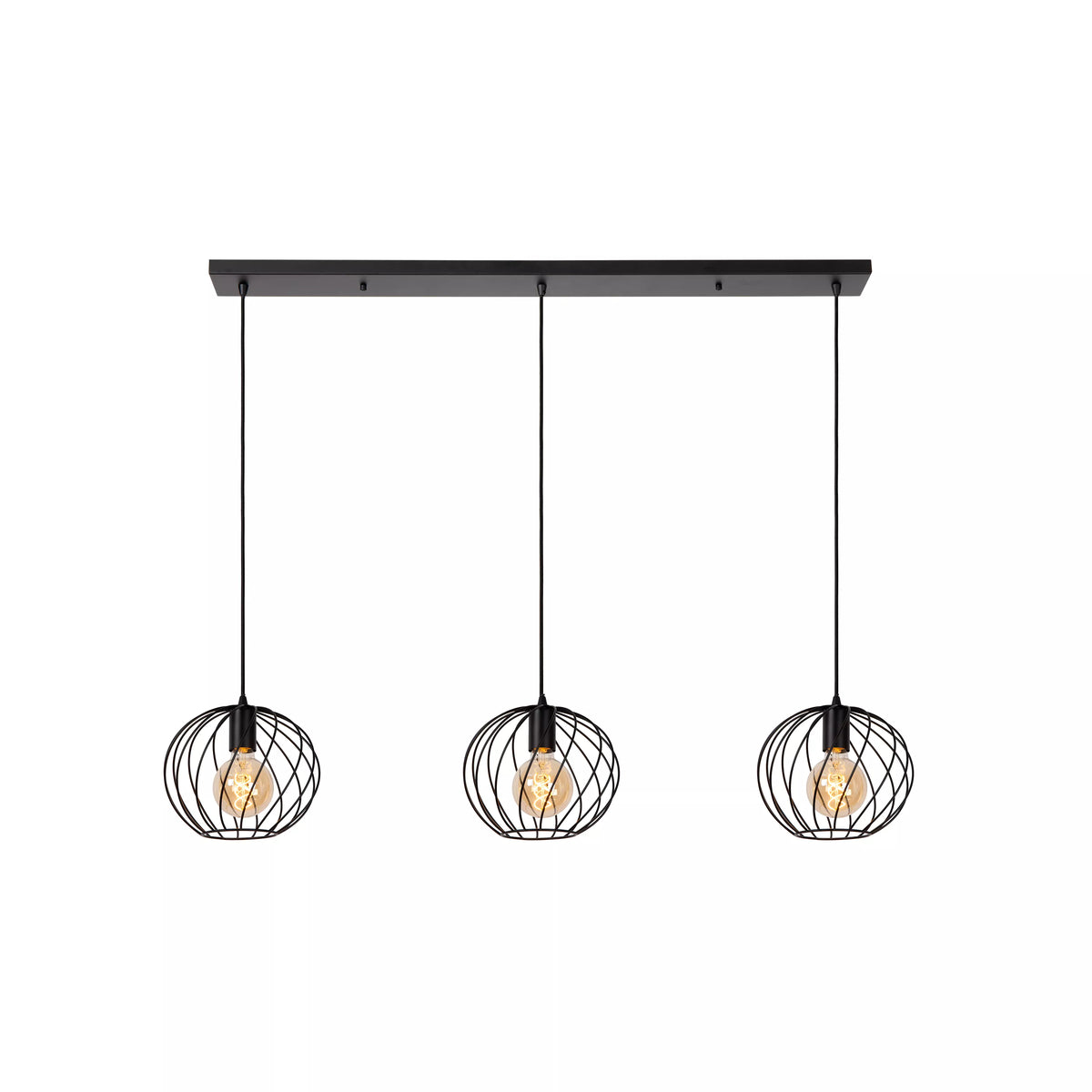 DANZA - Pendant light - 3xE27 - Black - LUCIDE