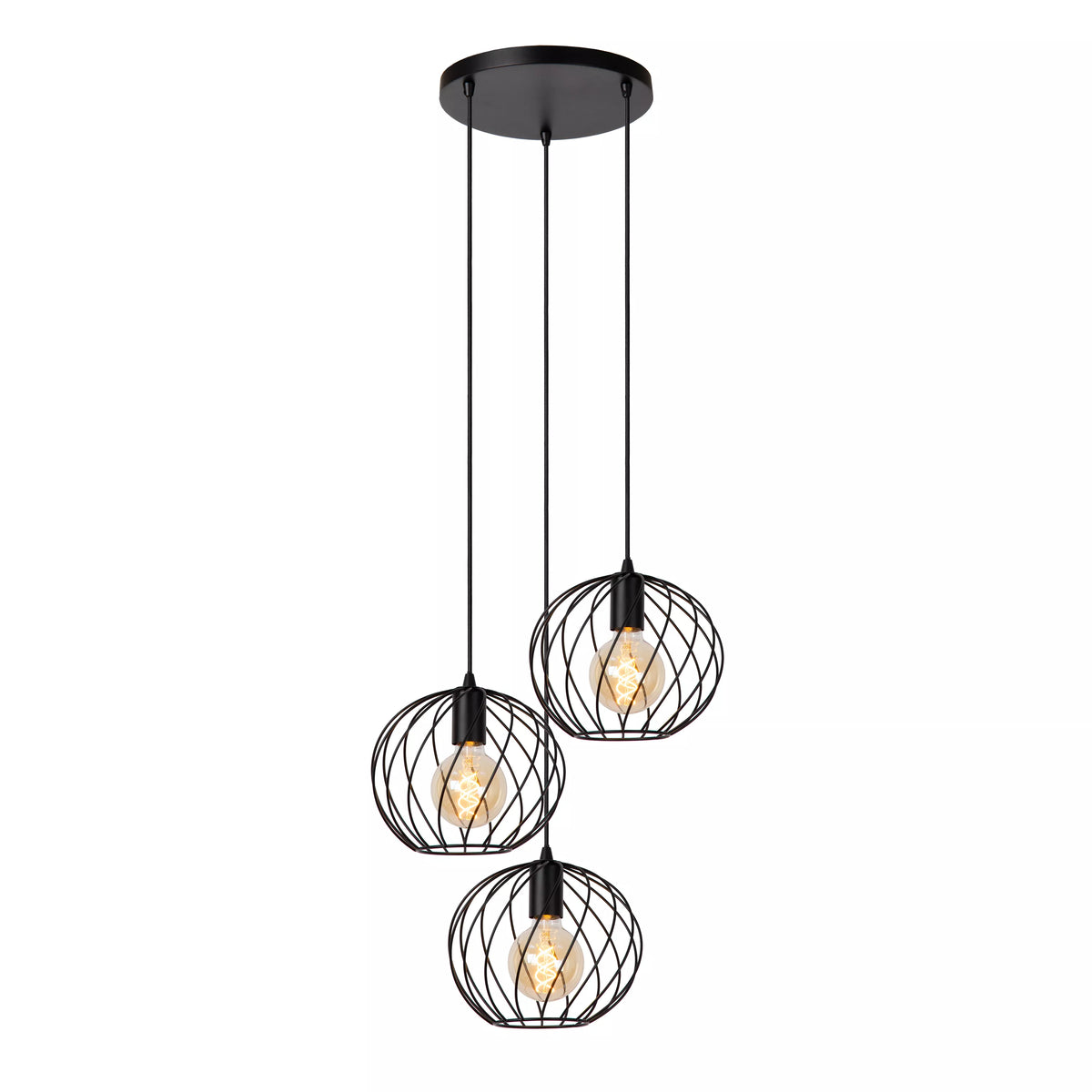DANZA - Pendant light - Ø 50 cm - 3xE27 - Black - LUCIDE