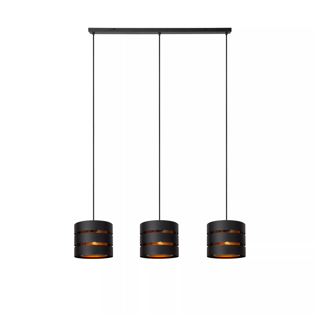 ROSAS - Pendant light - 3xE27 - Black - LUCIDE