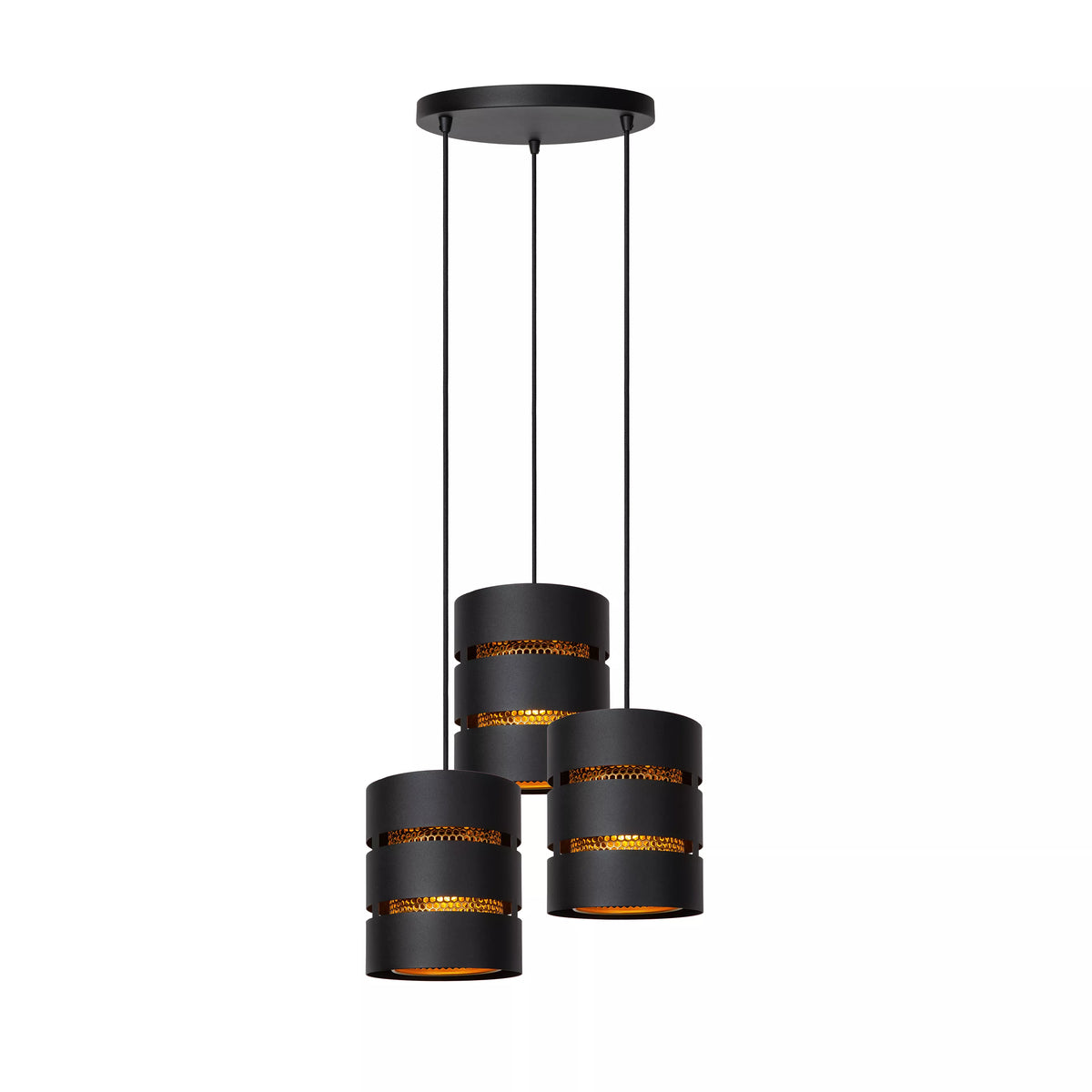 ROSAS - Pendant light - Ø 43 cm - 3xE27 - Black - LUCIDE