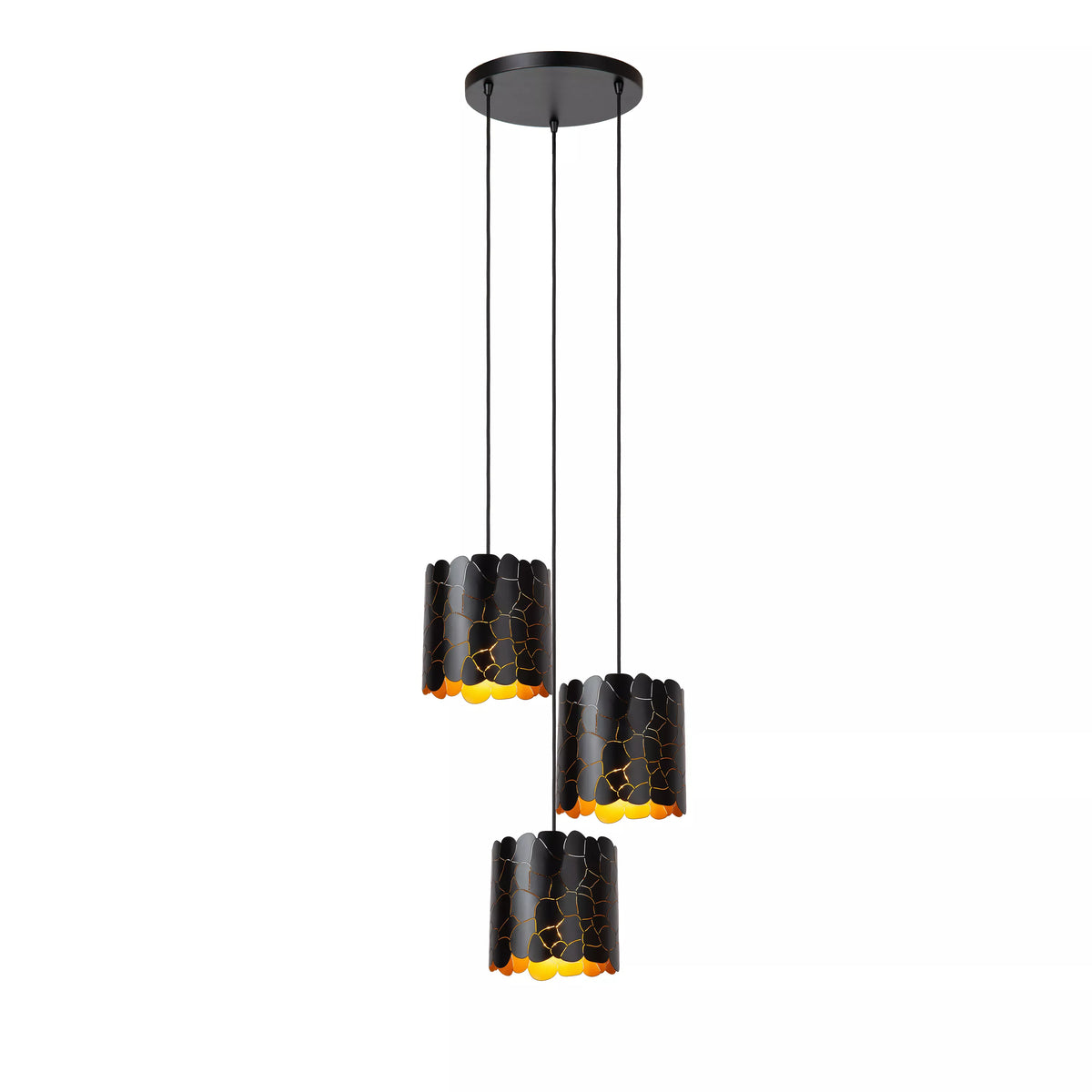 ALMELO - Pendant light - 3xE27 - Black - LUCIDE