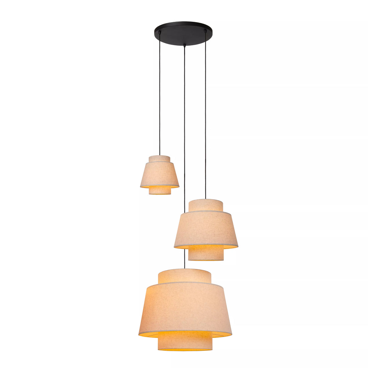 TRIBUTE - Pendant light - Ø 76 cm - 3xE27 - Suitable for double-height spaces and high ceiling - Cream - LUCIDE