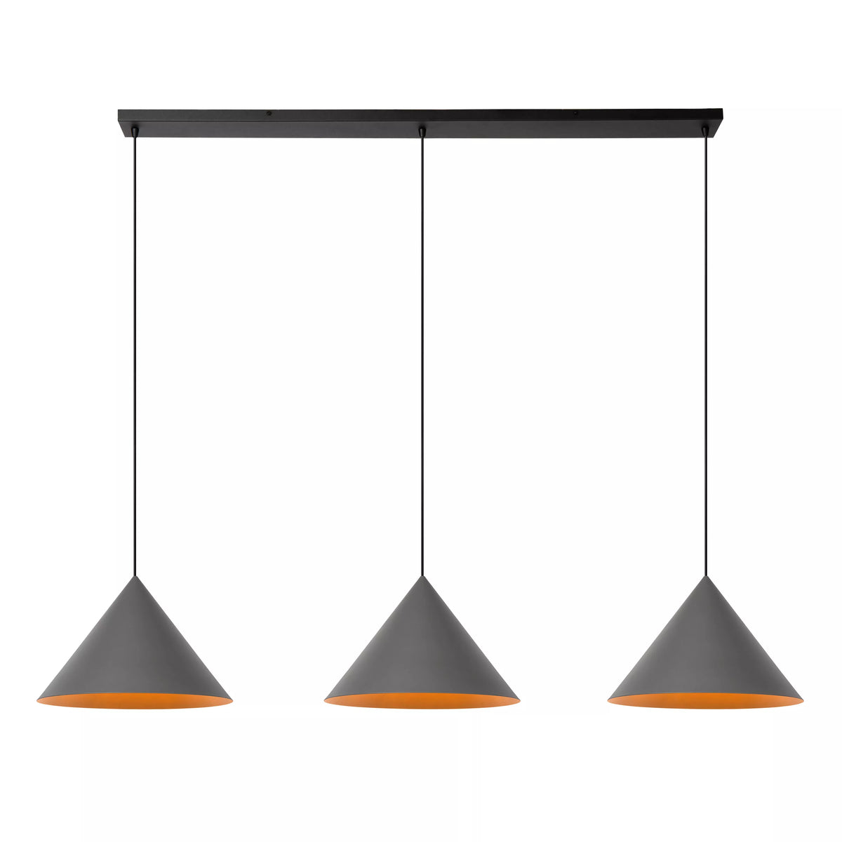 SPITZE - Pendant light - 3xE27 - Grey - Vibes - LUCIDE