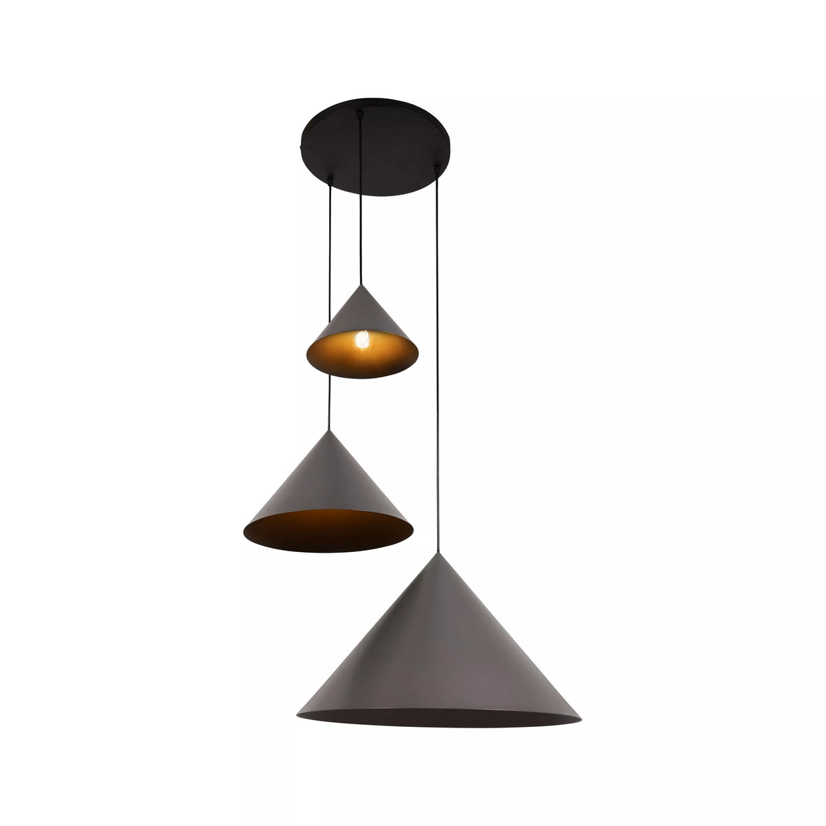 SPITZE - Pendant light - Ø 68 cm - 3xE27 - Suitable for double-height spaces and high ceiling - Grey - Vibes - LUCIDE