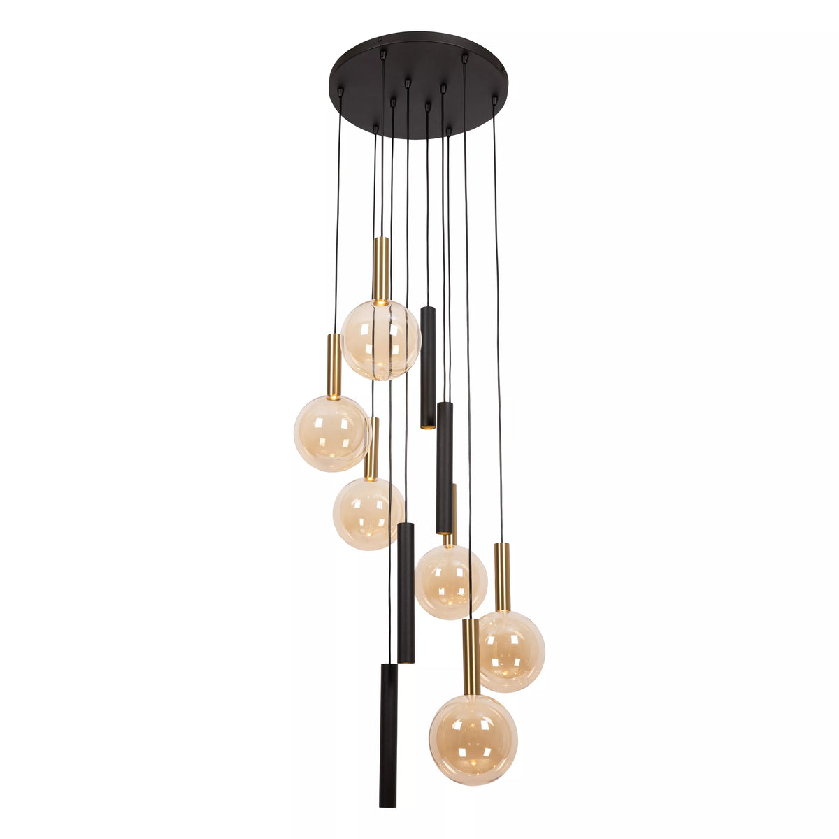 JOSIANE - Pendant light - Ø 55 cm - 6xG9 - Suitable for double-height spaces and high ceiling - Black - Vibes - LUCIDE