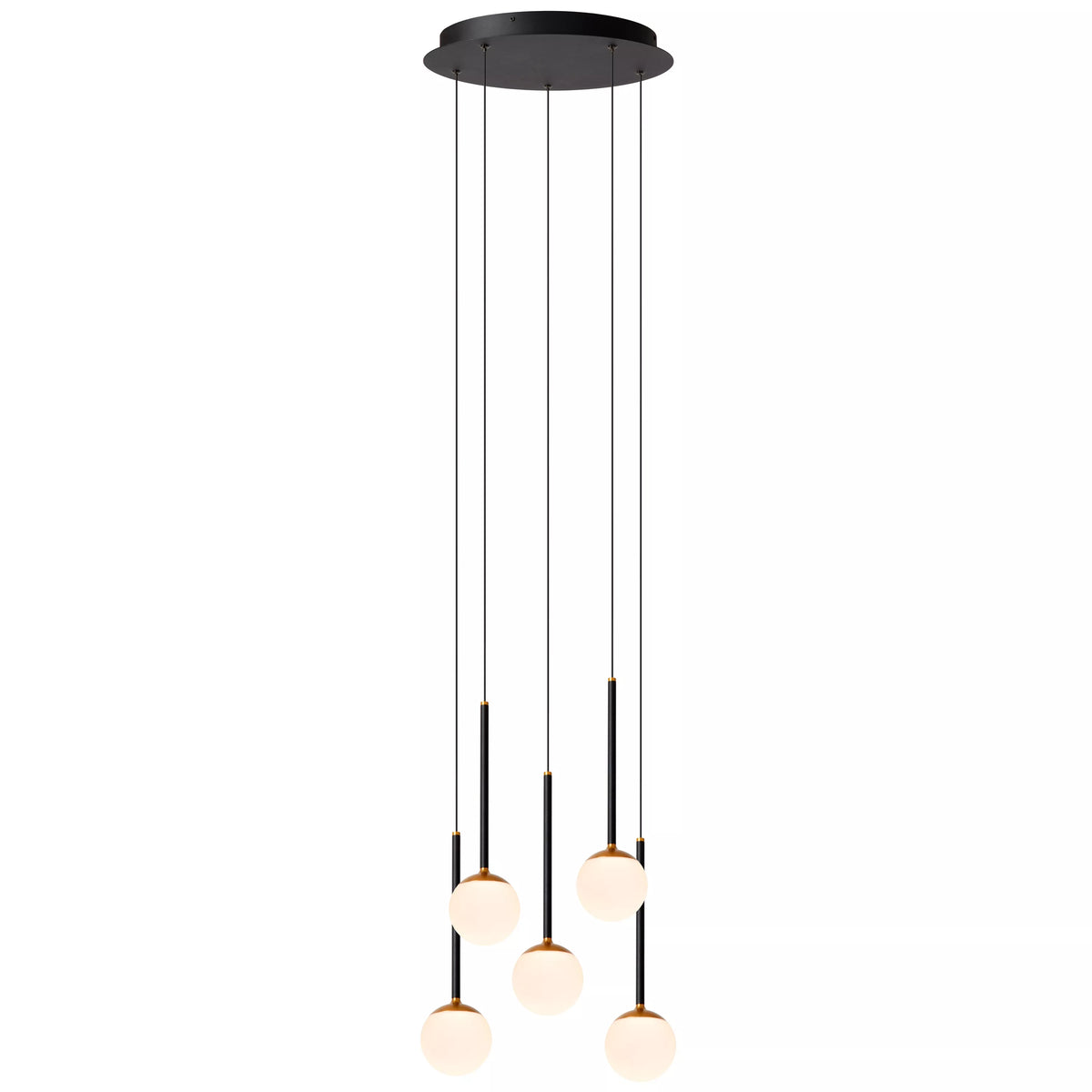 CALINA - Pendant light - Ø 41,8 cm - LED Dim. - CCT - 5x8,2W 2200K/3300K - With replaceable LED module - Black - Premium - LUCIDE