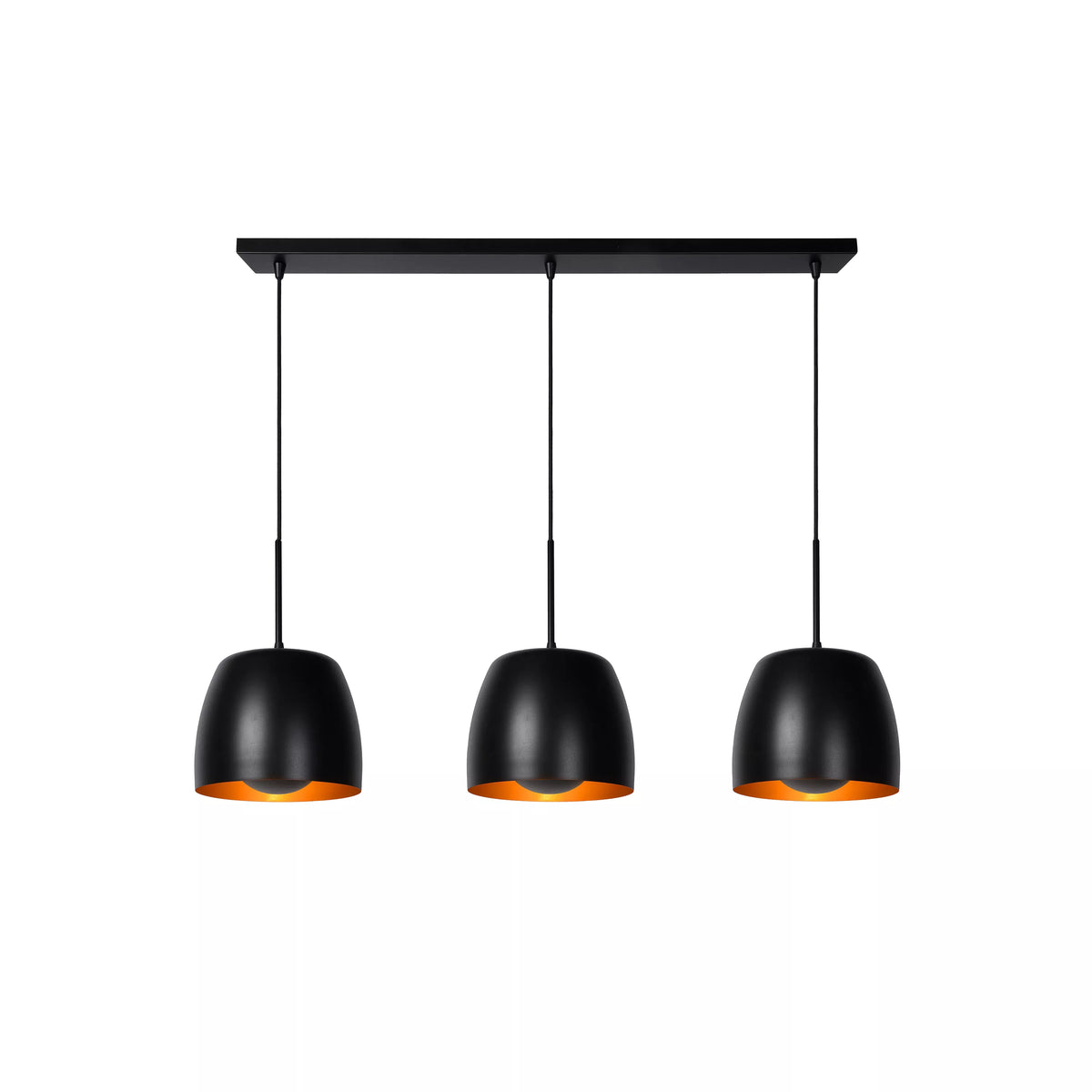 NOLAN - Pendant light - 3xE27 - Black - LUCIDE