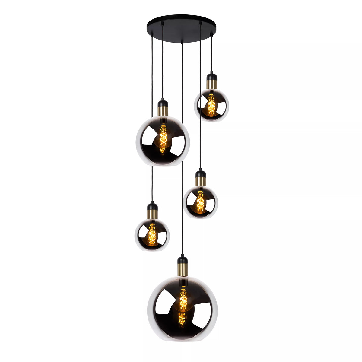 JULIUS - Pendant light - 5xE27 - Smoke Grey - LUCIDE