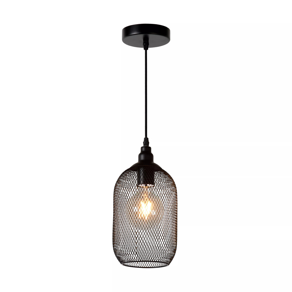 MESH - Pendant light - Ø 15 cm - 1xE27 - Black - LUCIDE