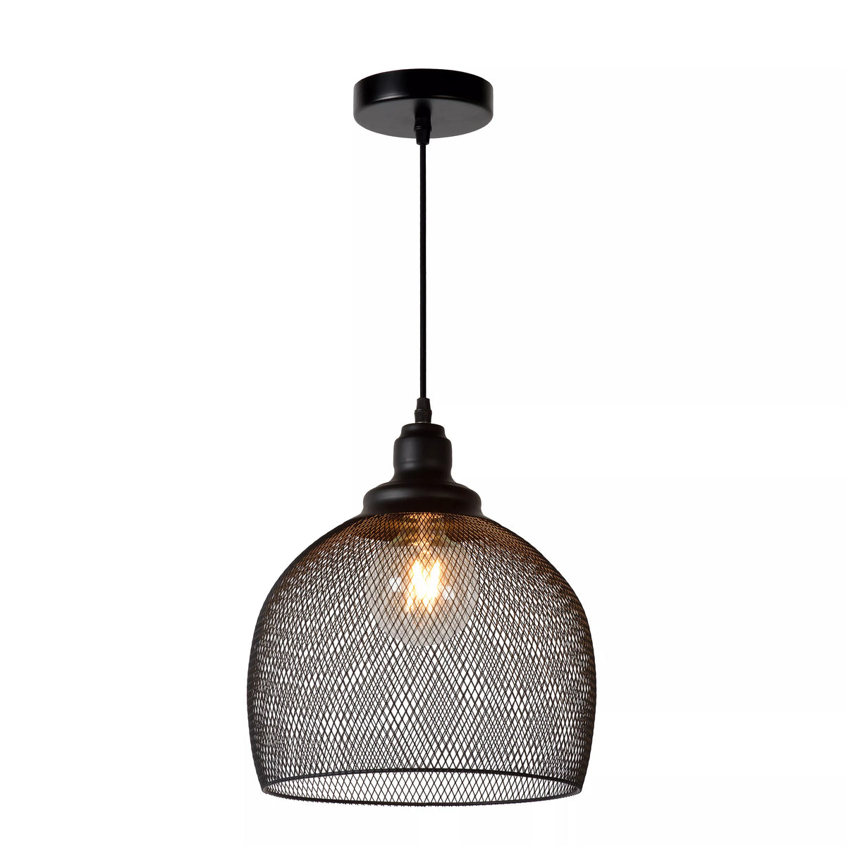 MESH - Pendant light - Ø 28 cm - 1xE27 - Black - LUCIDE