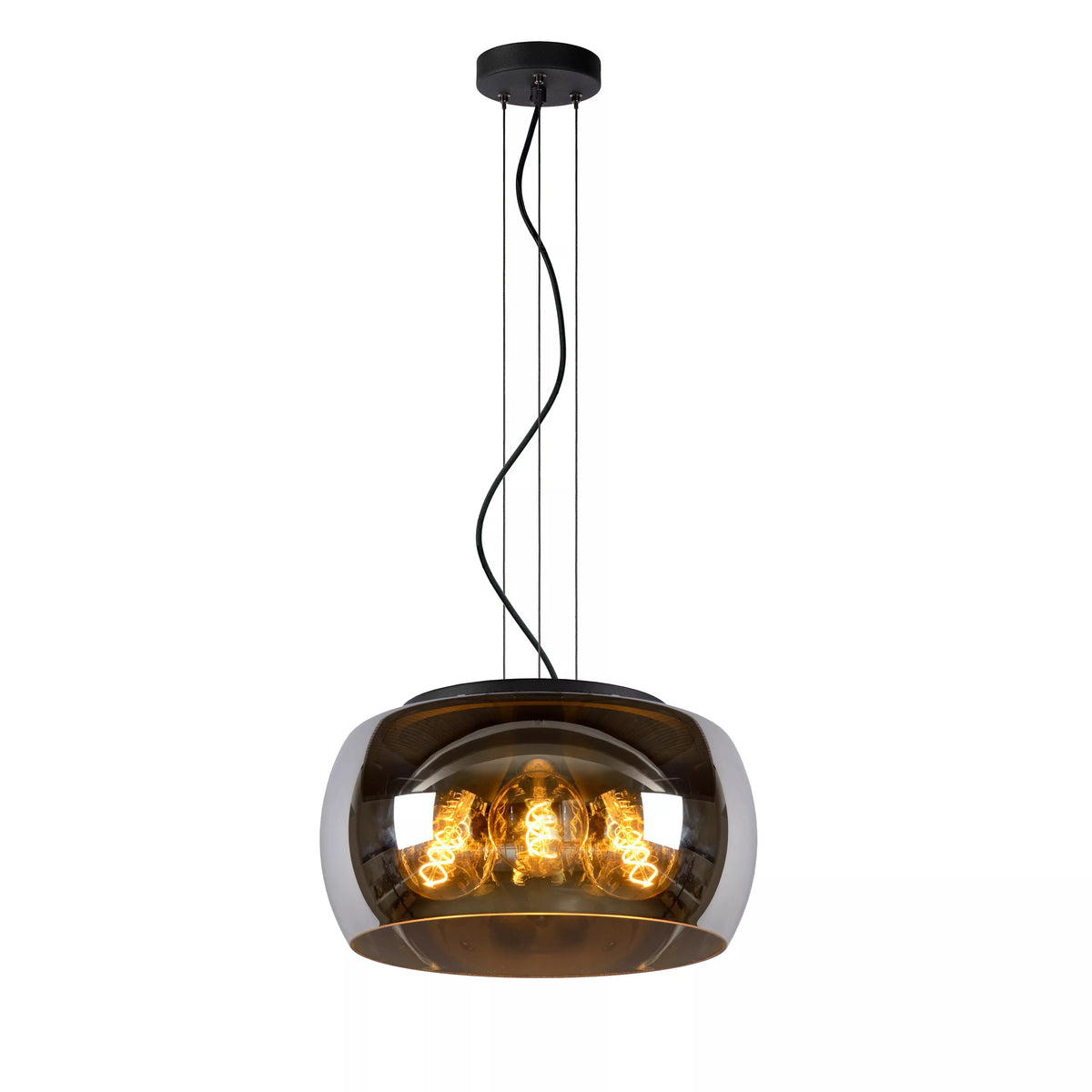 OLIVIA - Pendant light - Ø 40 cm - 3xE27 - Smoke Grey - LUCIDE