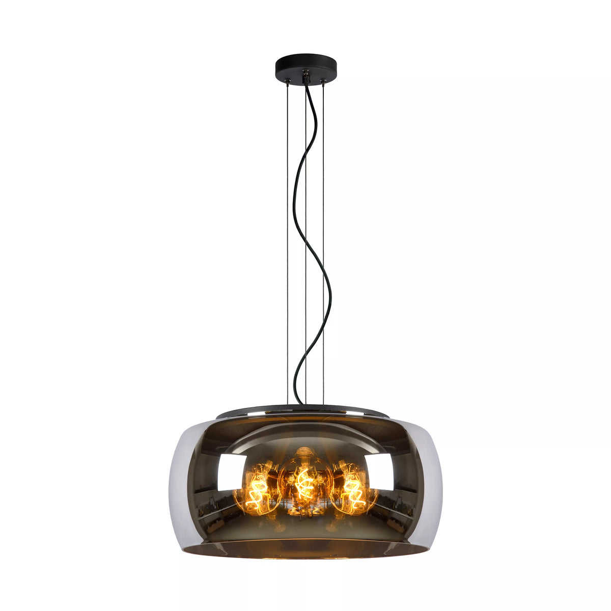 OLIVIA - Pendant light - Ø 50 cm - 3xE27 - Smoke Grey - LUCIDE