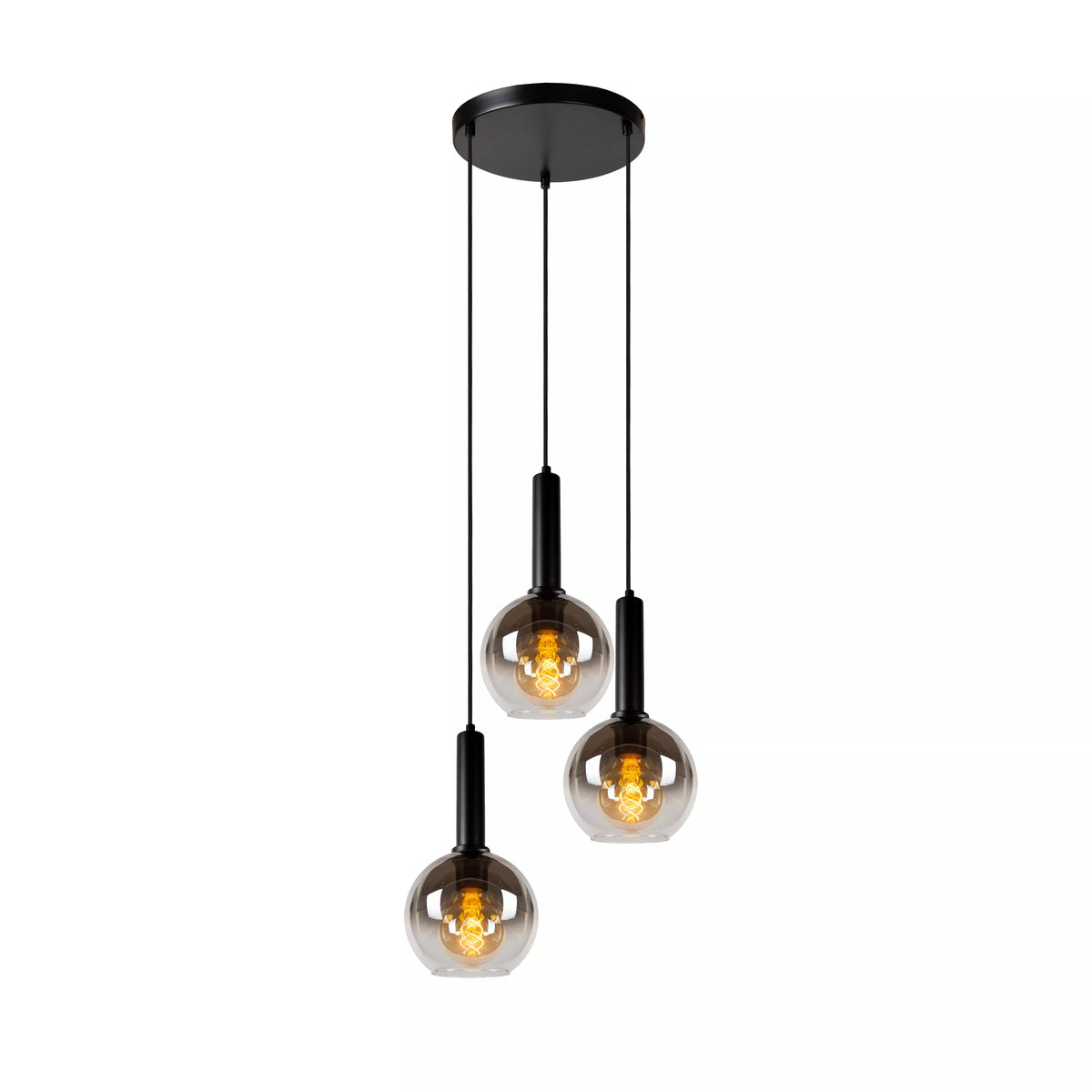 MARIUS - Pendant light - Ø 48,5 cm - 3xE27 - Black - LUCIDE