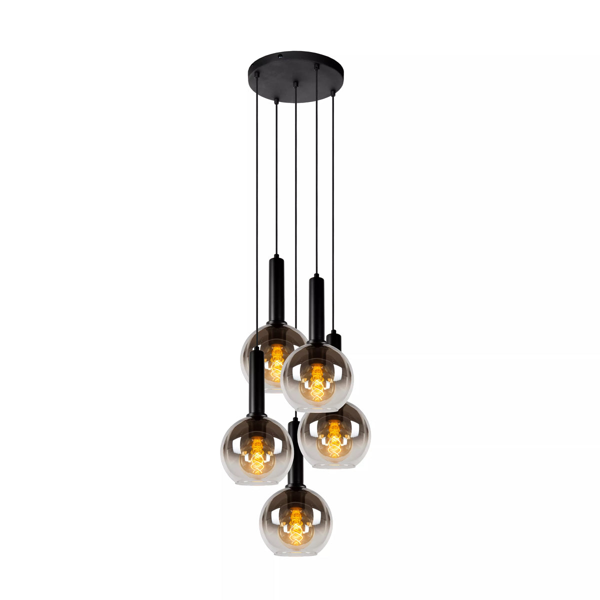 MARIUS - Pendant light - Ø 55 cm - 5xE27 - Black - LUCIDE