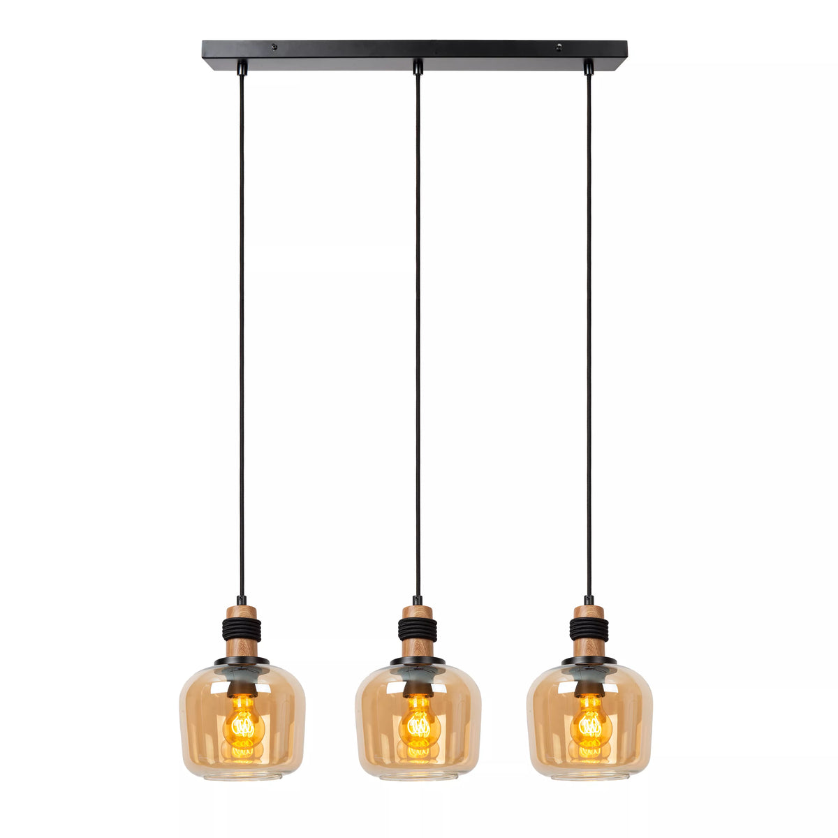 ILONA - Pendant light - 3xE27 - Amber - LUCIDE