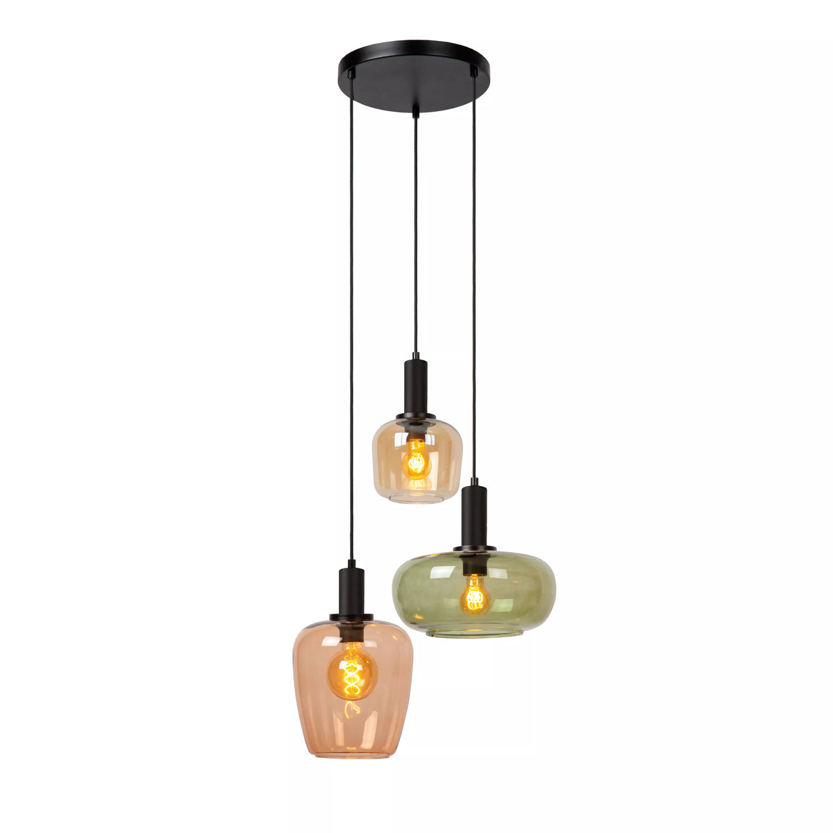 ILONA - Pendant light - 3xE27 - Black - LUCIDE