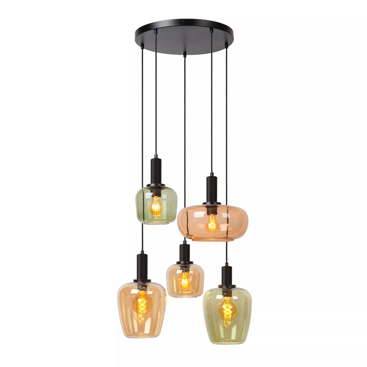 ILONA - Pendant light - 5xE27 - Black - LUCIDE