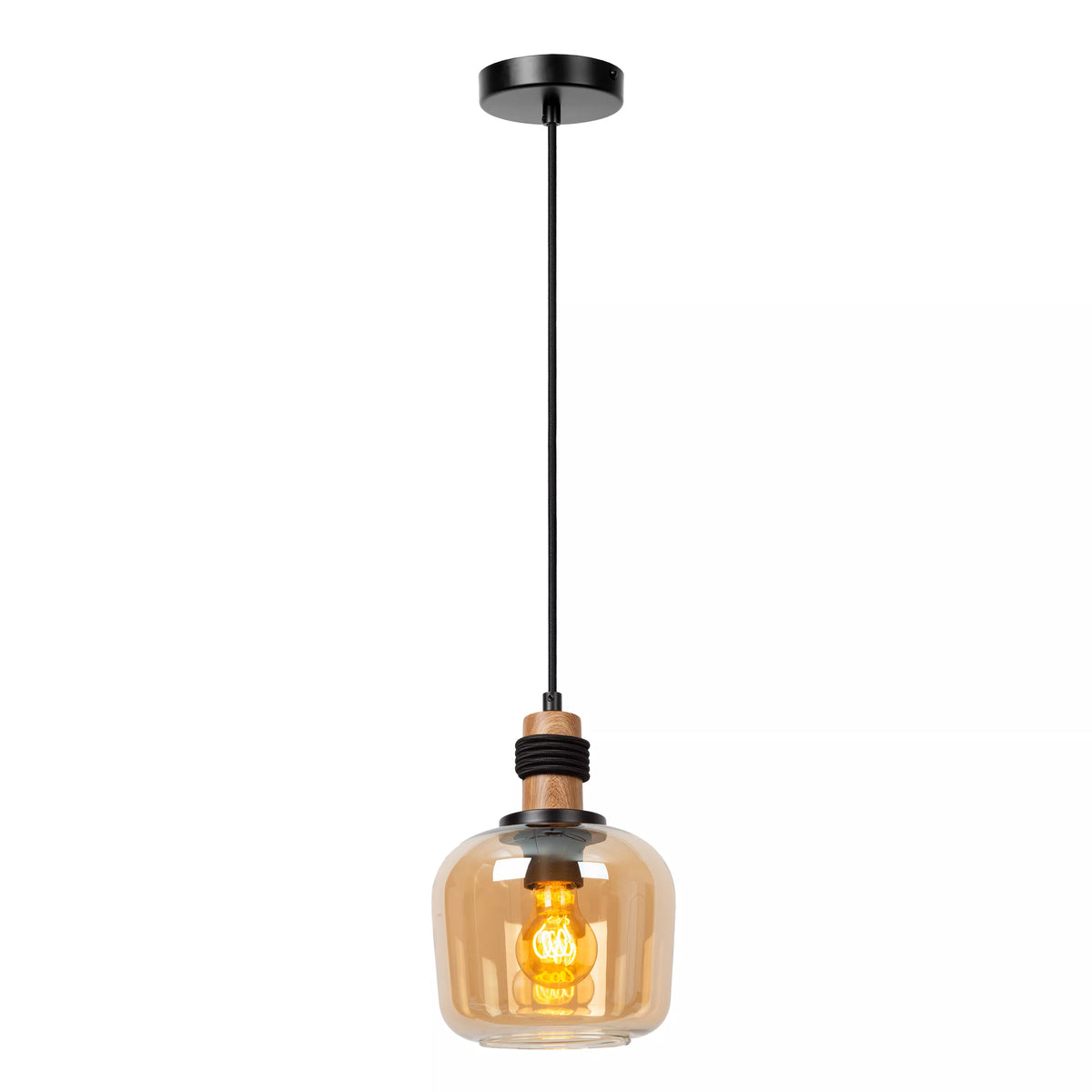 ILONA - Pendant light - Ø 18 cm - 1xE27 - Amber - LUCIDE