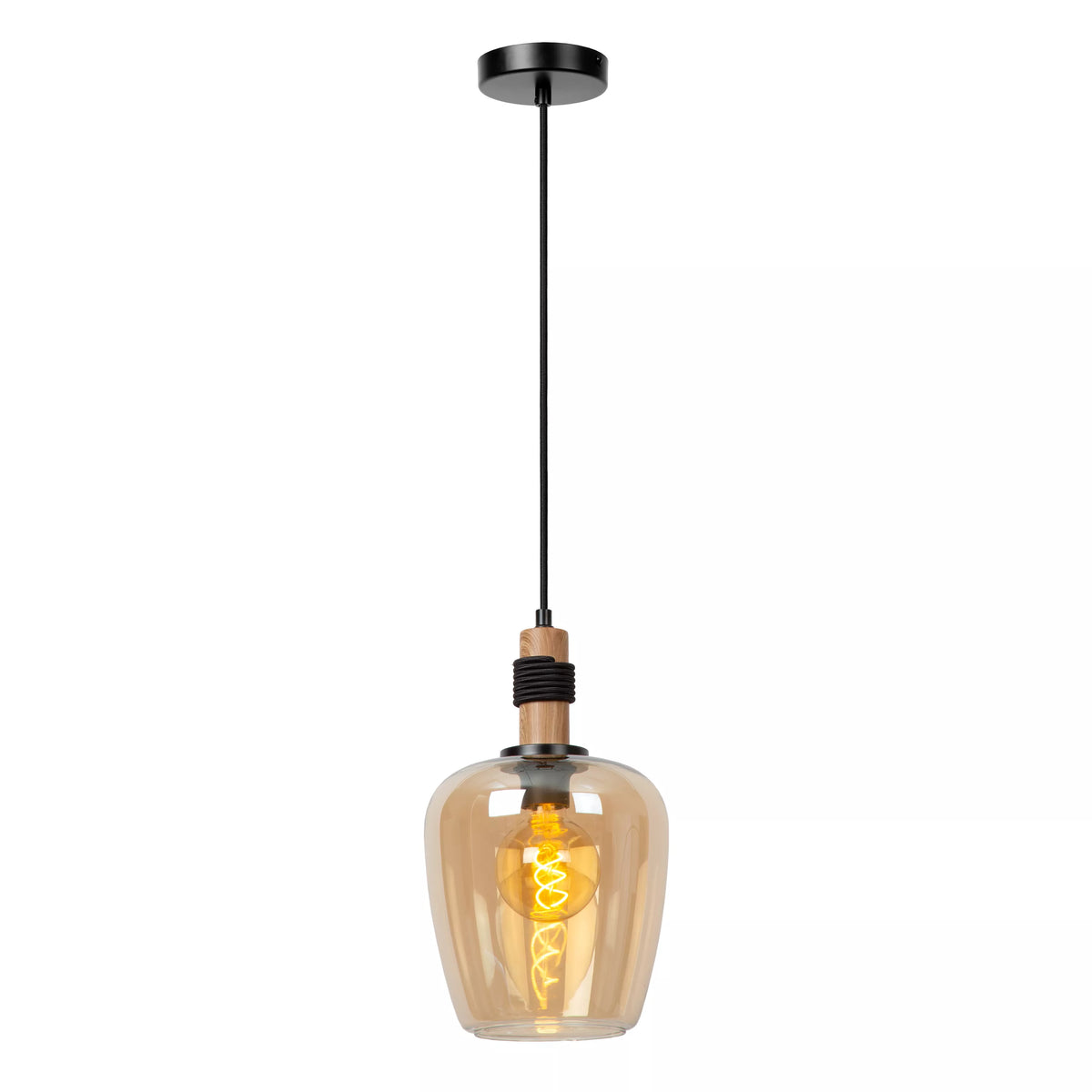 ILONA - Pendant light - Ø 22 cm - 1xE27 - Amber - LUCIDE