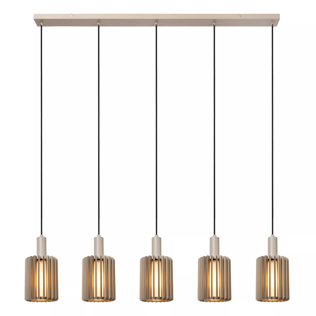 LAMBRES - Pendant light - 5xE27 - Taupe - LUCIDE