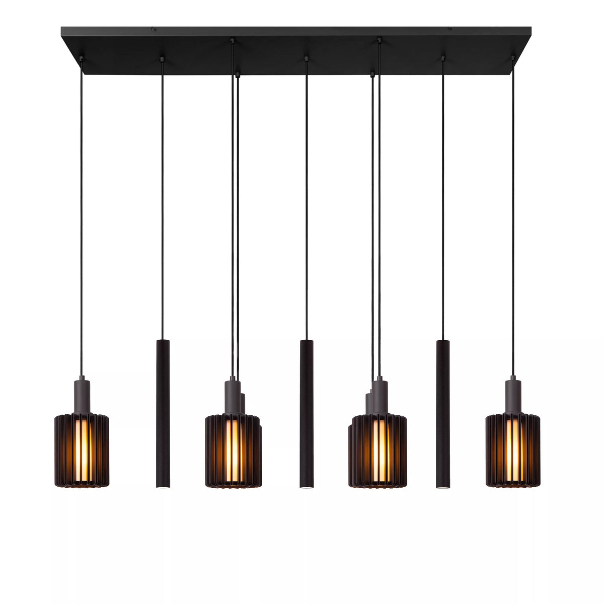 LAMBRES - Pendant light - 6xE27 - Black - LUCIDE