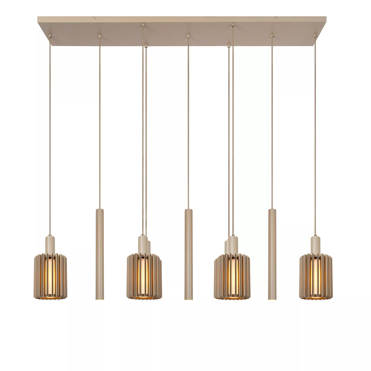 LAMBRES - Pendant light - 6xE27 - Taupe - LUCIDE
