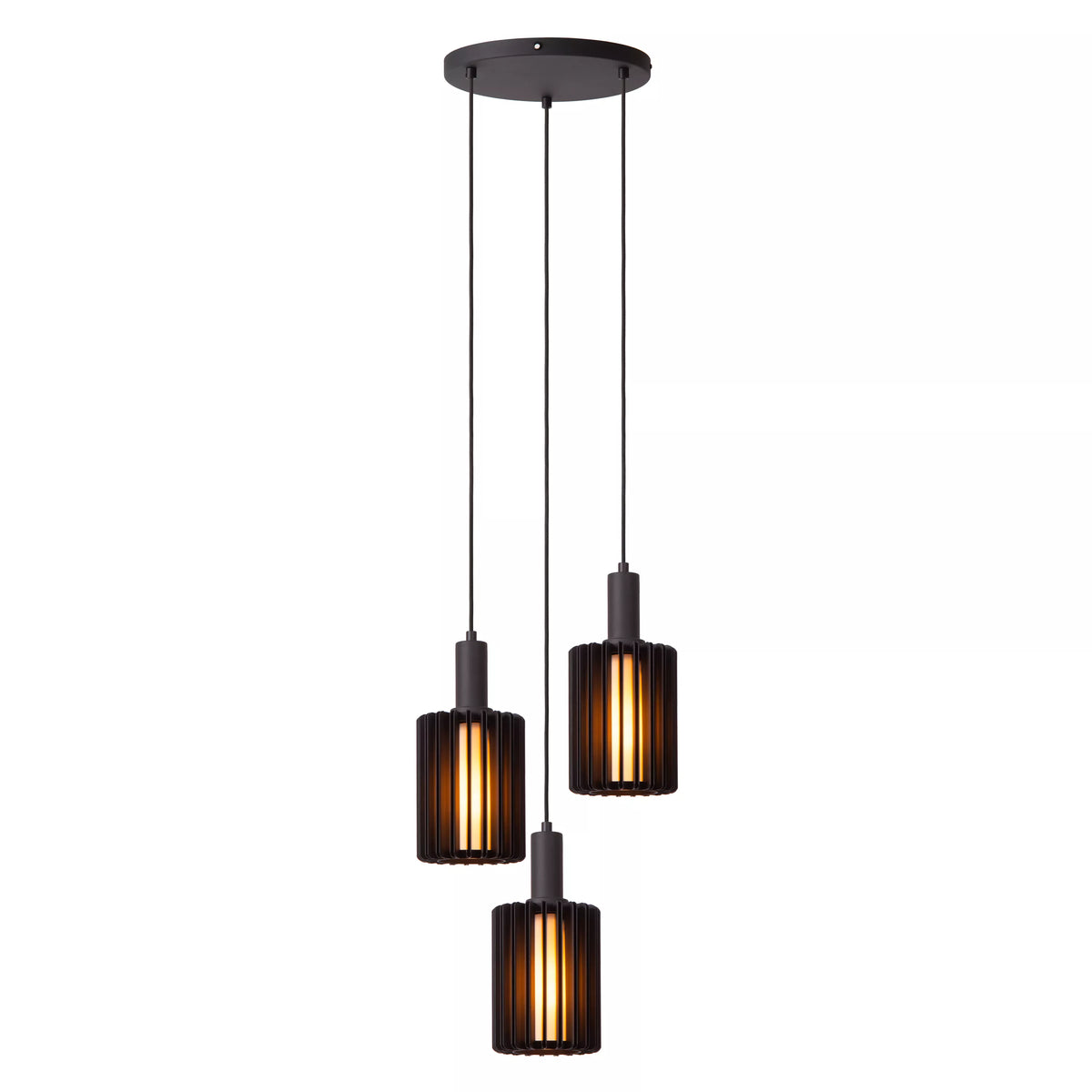 LAMBRES - Pendant light - 3xE27 - Black - LUCIDE